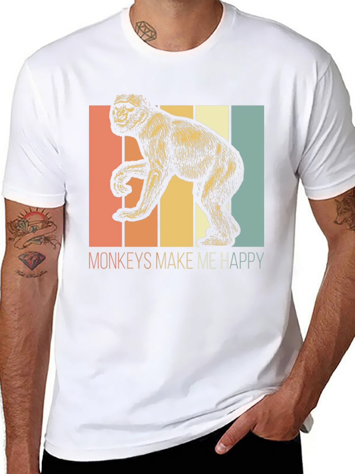 Monkeys Make Me Happy Retro Graphic Tee product image 7