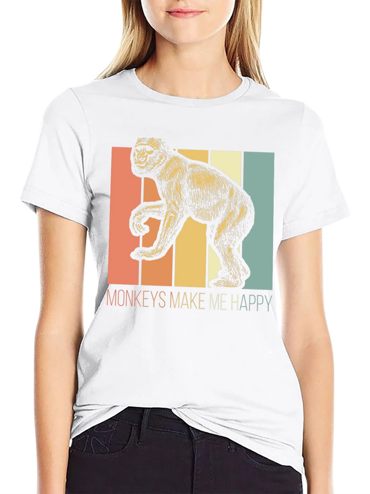 Monkeys Make Me Happy Retro Graphic Tee product image 8