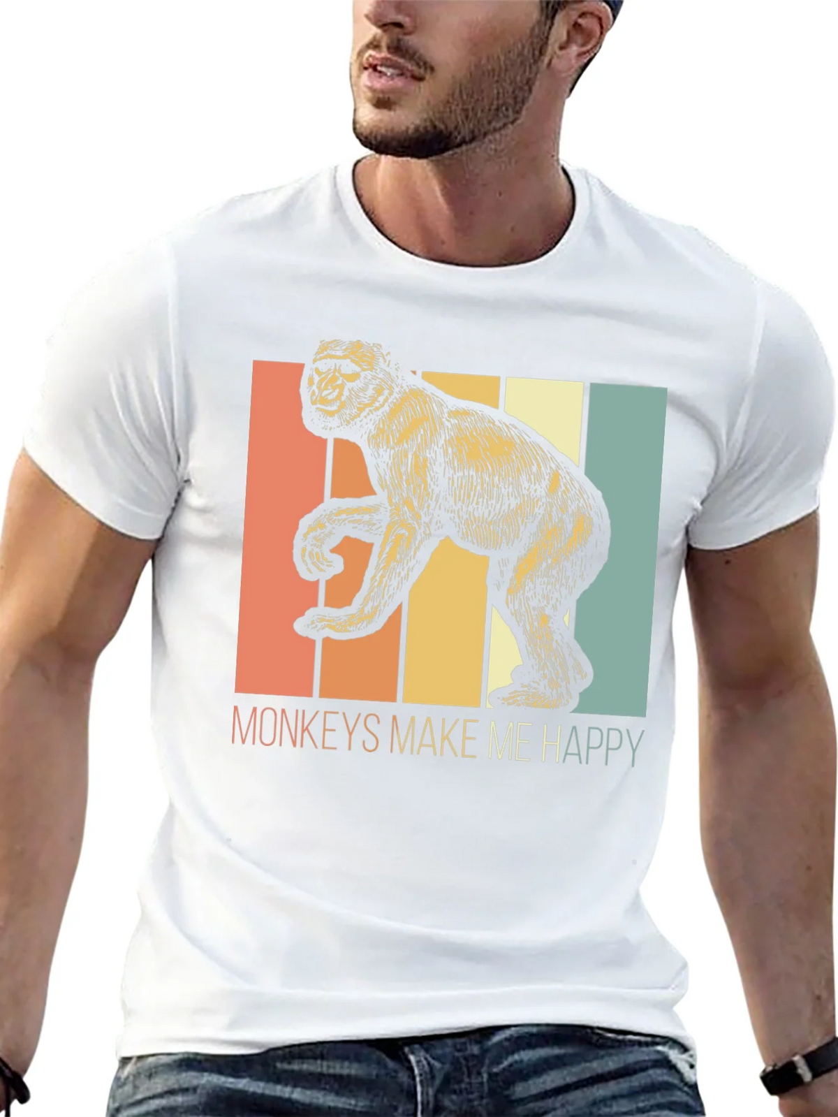 Monkeys Make Me Happy Retro Graphic Tee product image 12