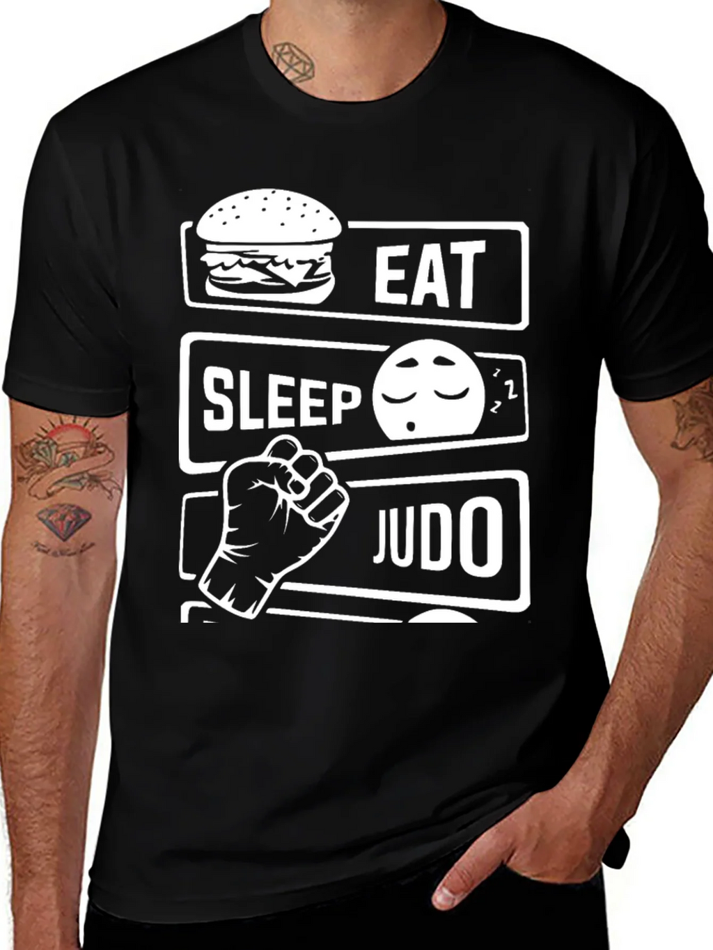 Eat Sleep Judo Black T-Shirt product image 1
