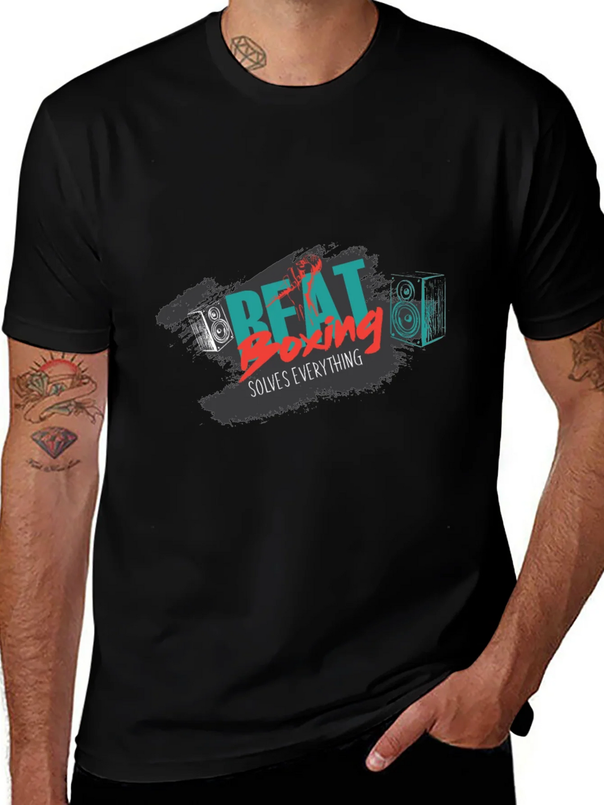 Beat Boxing Solves Everything Black Graphic Tee product image 1