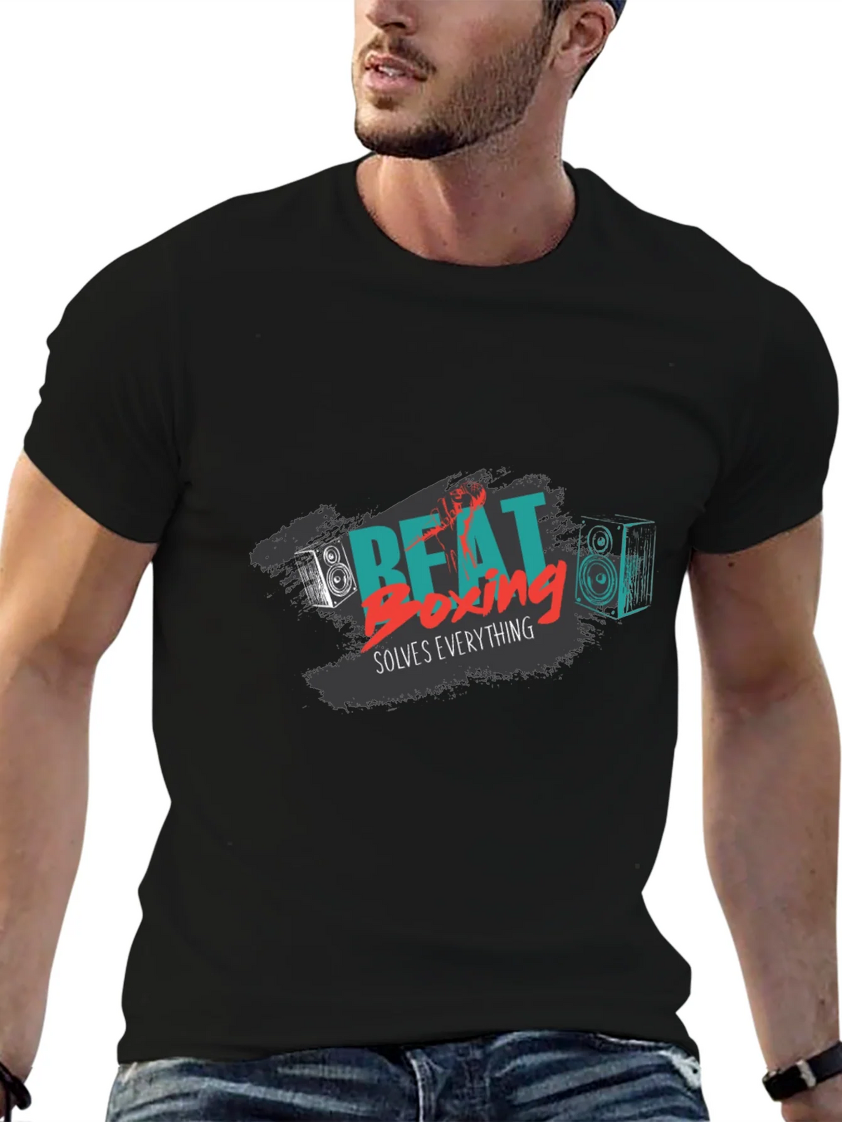 Beat Boxing Solves Everything Black Graphic Tee product image 6