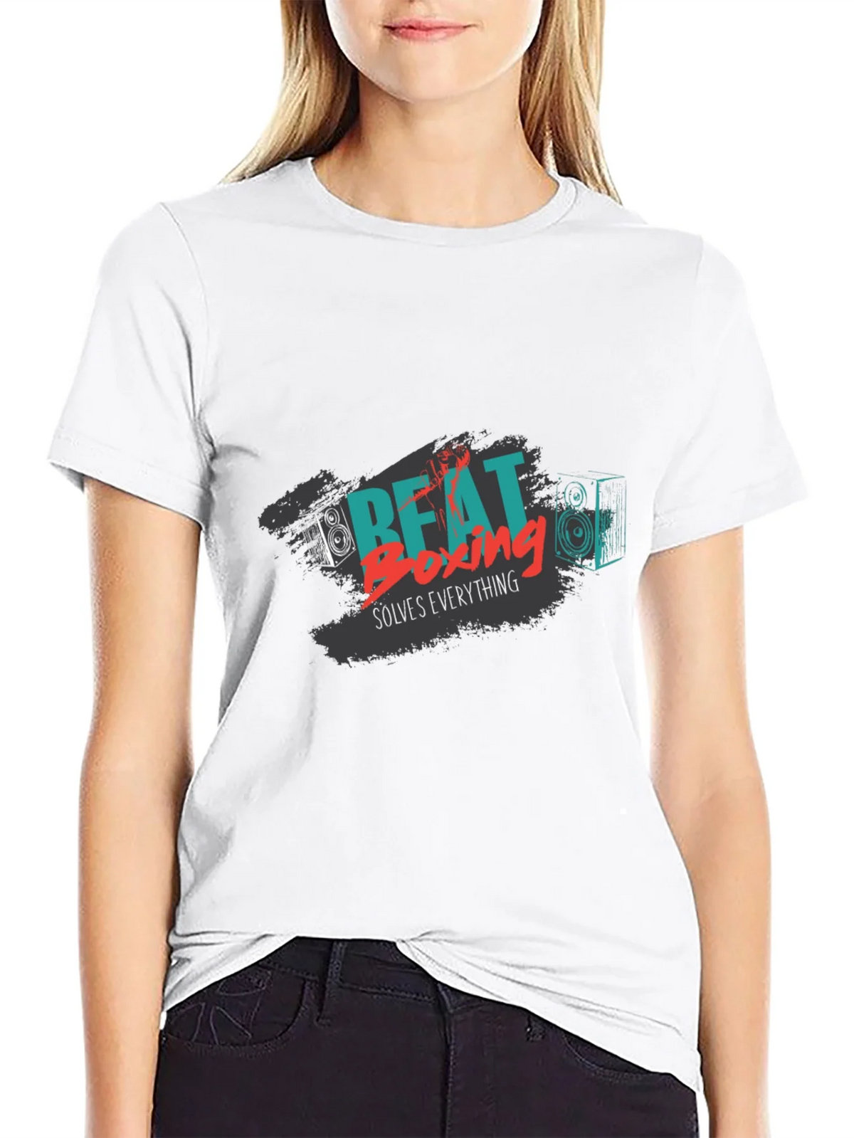 Beat Boxing Solves Everything Black Graphic Tee product image 8