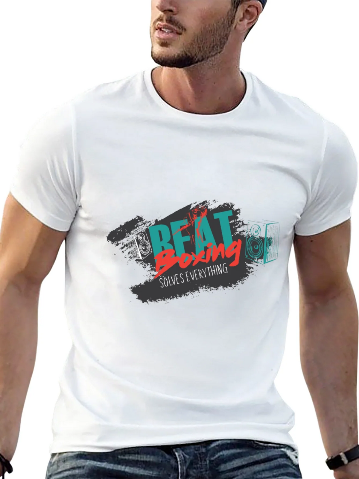 Beat Boxing Solves Everything Black Graphic Tee product image 12