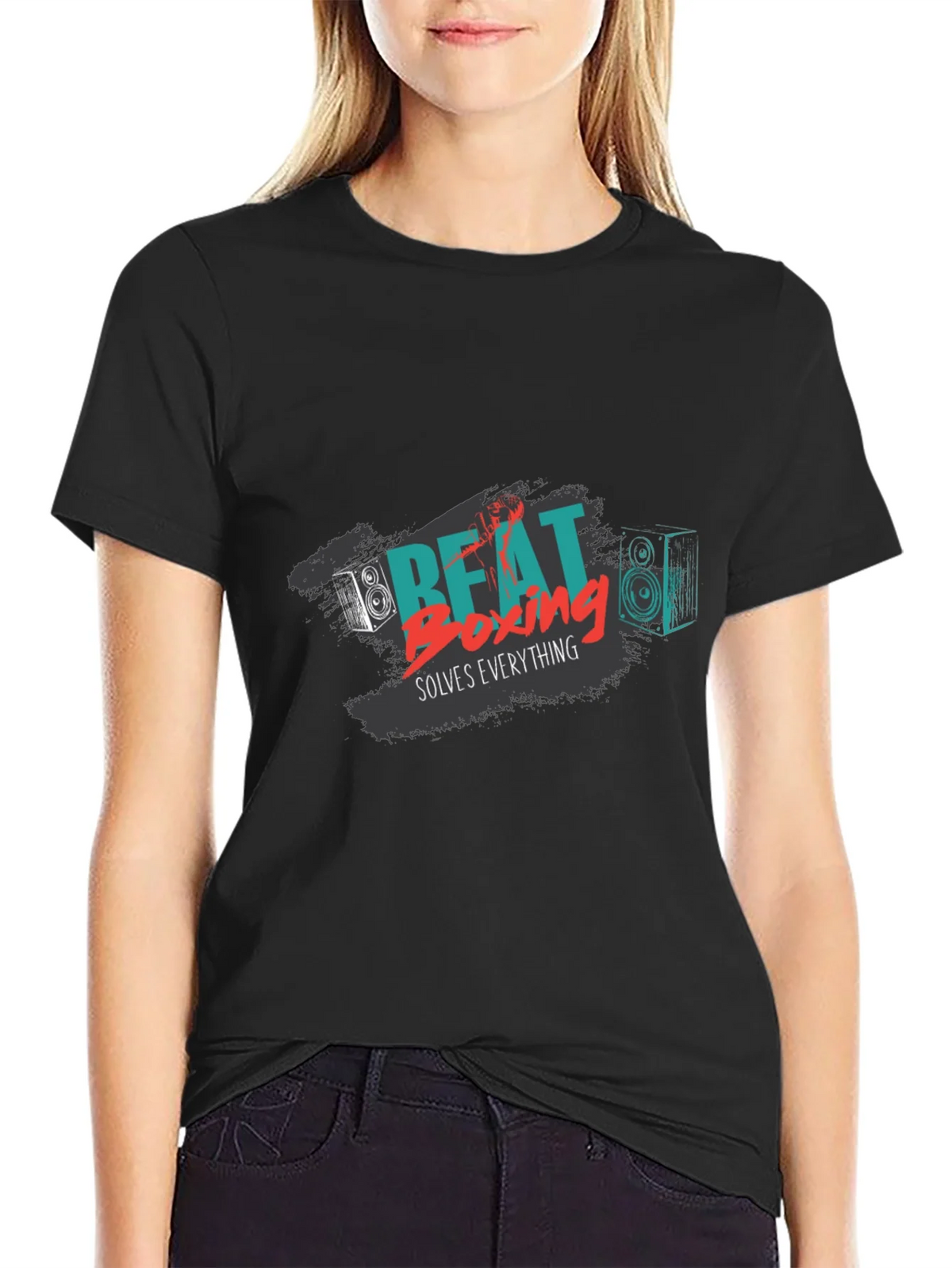 Beat Boxing Solves Everything Black Graphic Tee product image 2