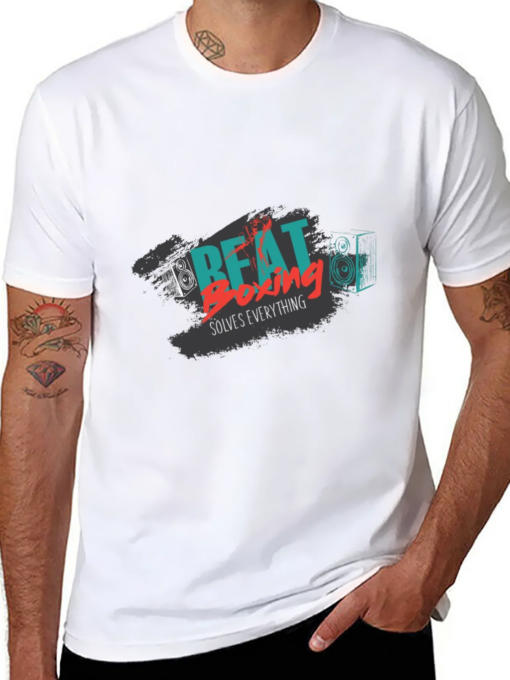 Beat Boxing Solves Everything Black Graphic Tee product image 7
