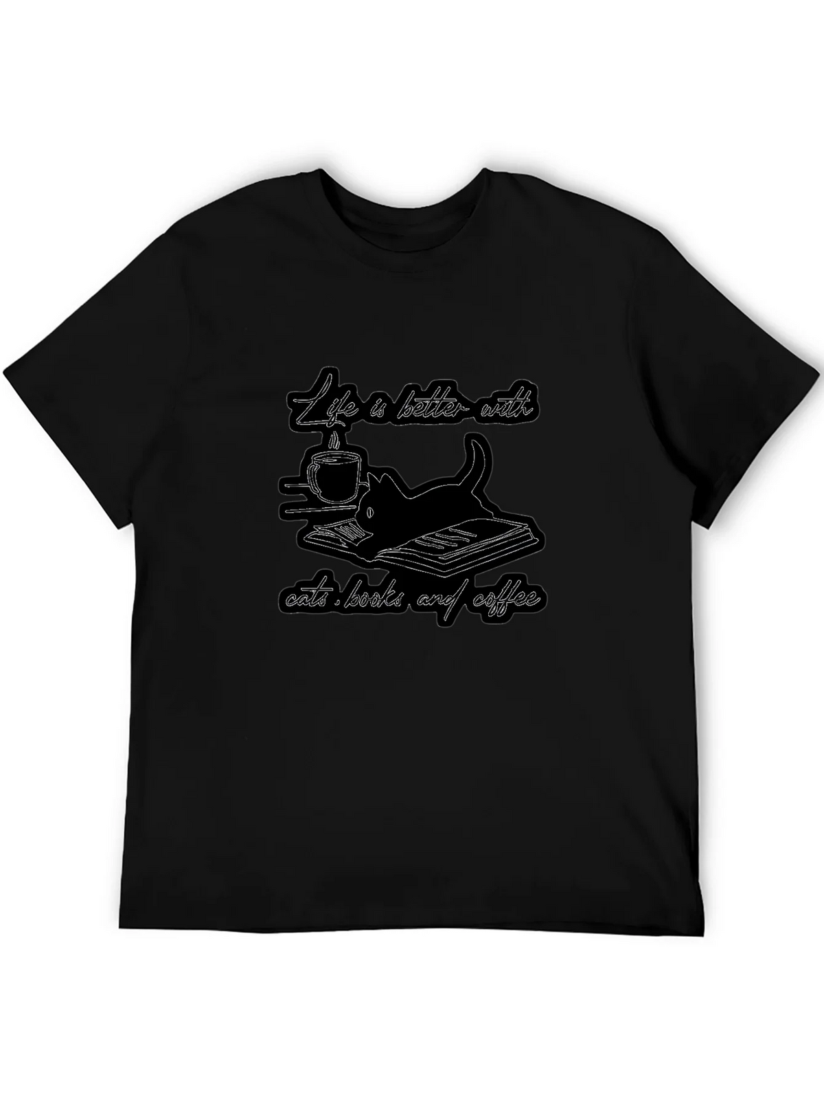 Life is Better with Cats Books and Coffee T-Shirt product image 5