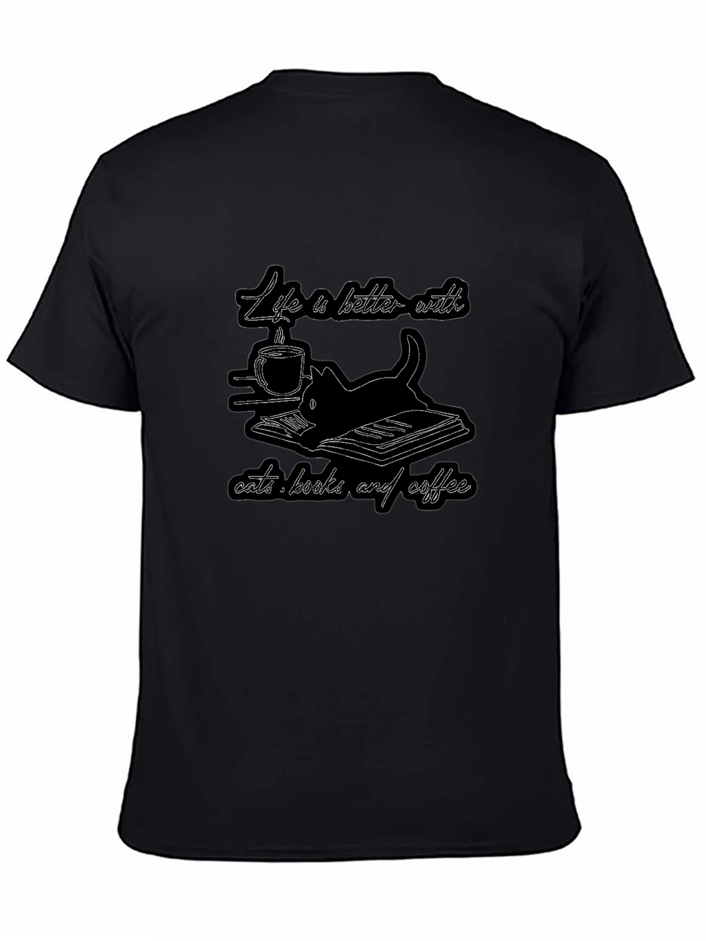 Life is Better with Cats Books and Coffee T-Shirt product image 4
