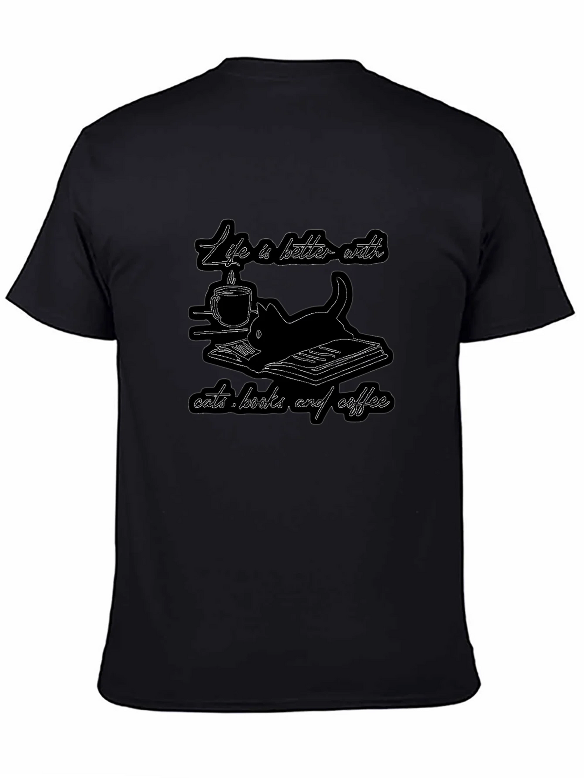 Life is Better with Cats Books and Coffee T-Shirt product image 4