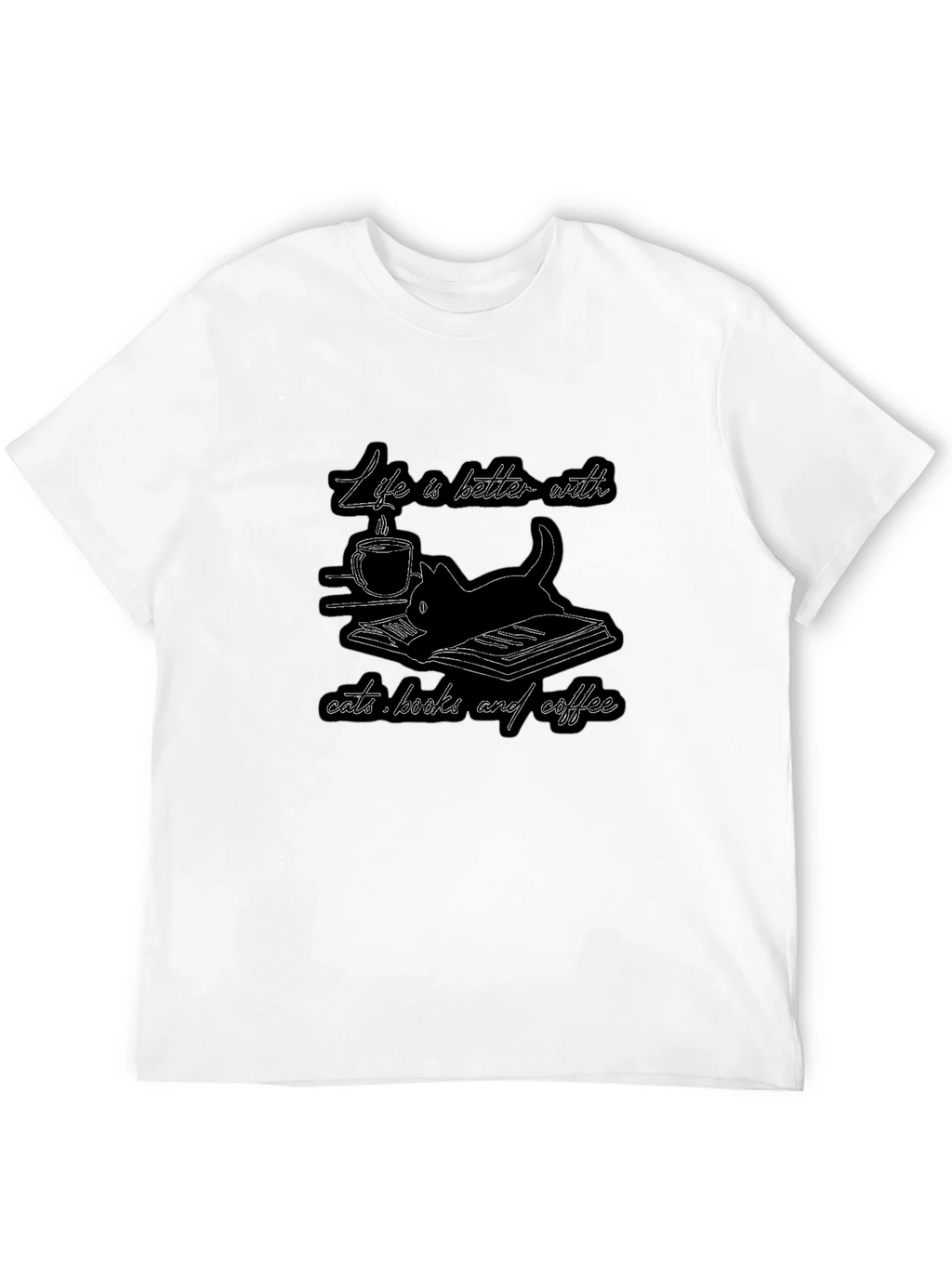 Life is Better with Cats Books and Coffee T-Shirt product image 11
