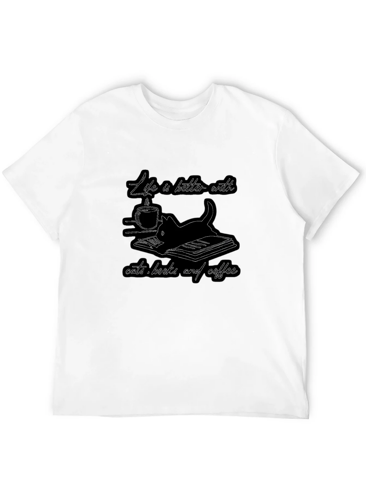 Life is Better with Cats Books and Coffee T-Shirt product image 11