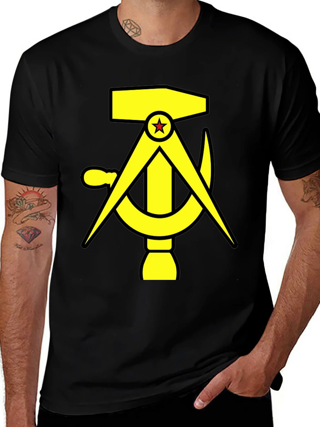 Hammer Compass and Sickle Black T-Shirt product image 1