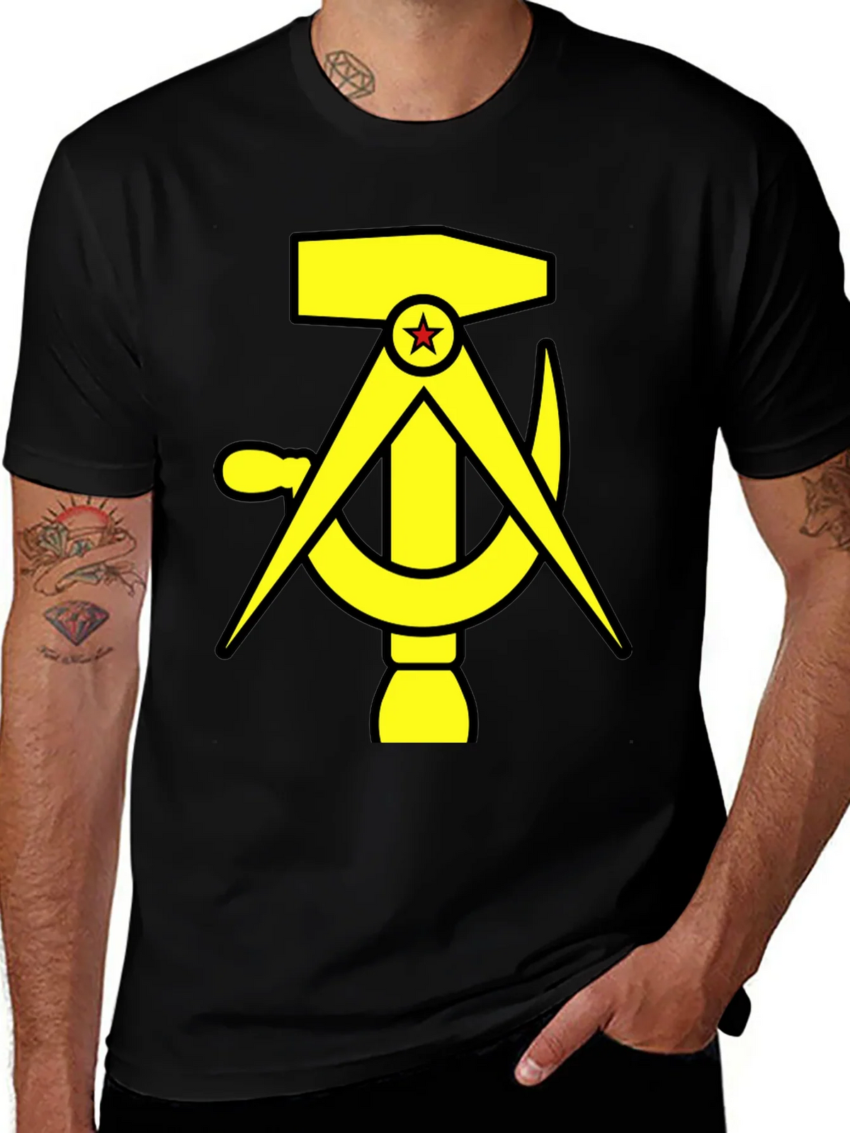Hammer Compass and Sickle Black T-Shirt product image 1