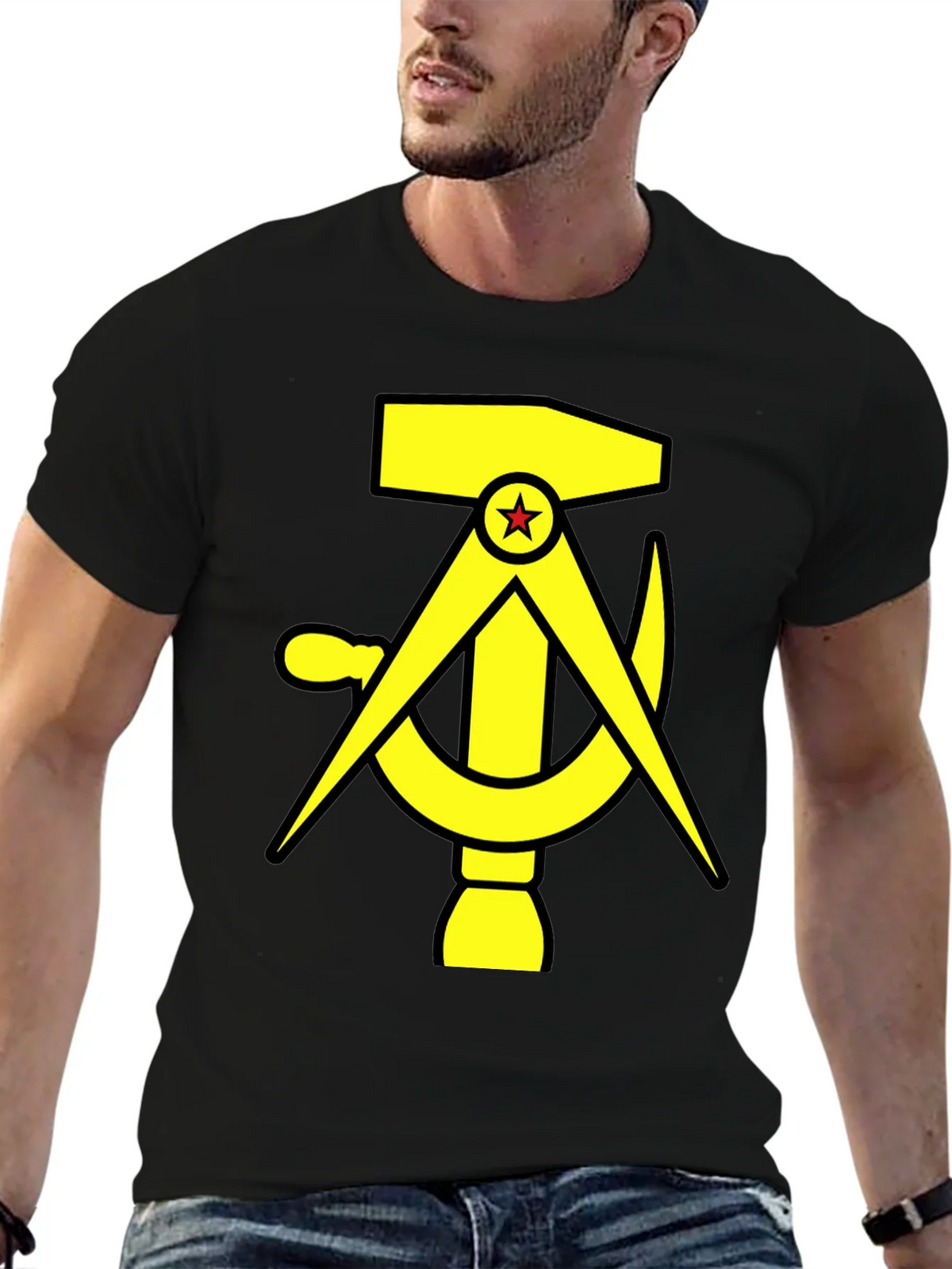 Hammer Compass and Sickle Black T-Shirt product image 6