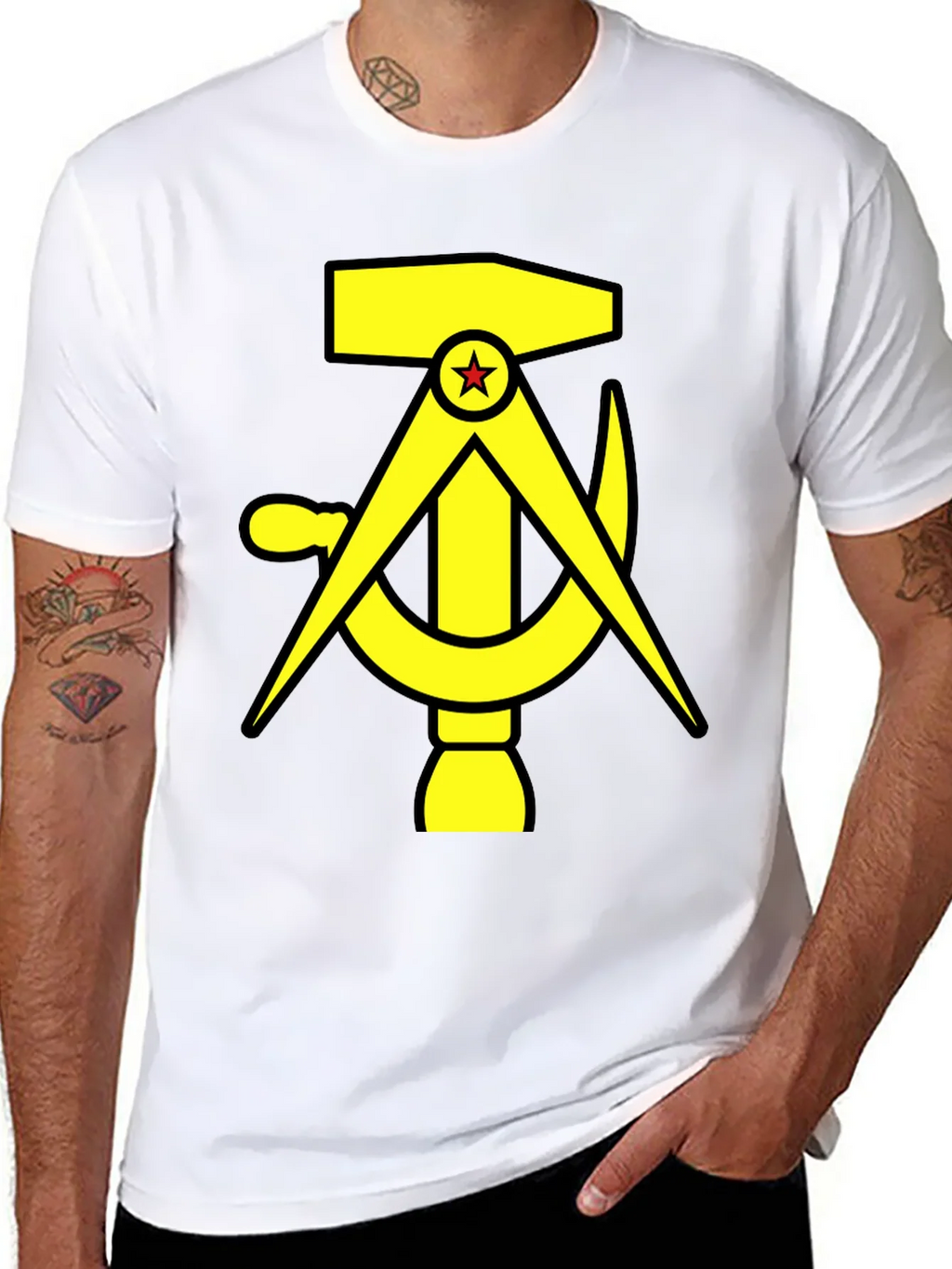 Hammer Compass and Sickle Black T-Shirt product image 7