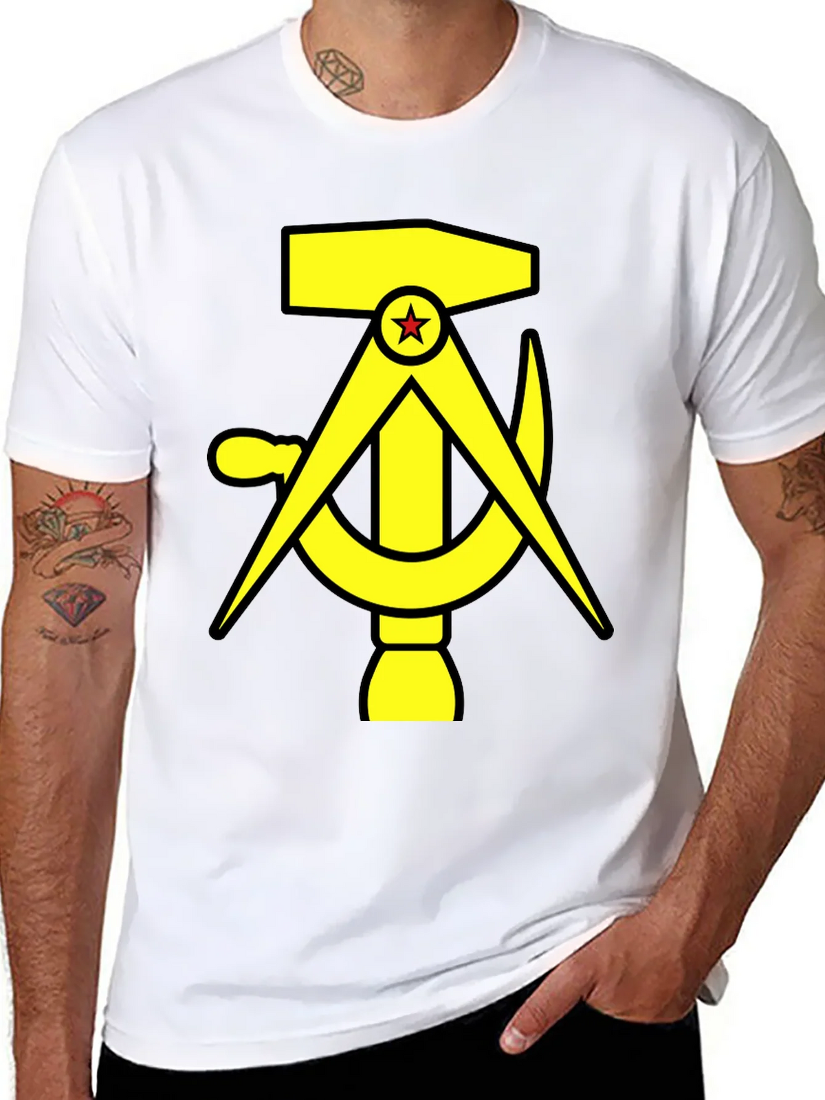 Hammer Compass and Sickle Black T-Shirt product image 7