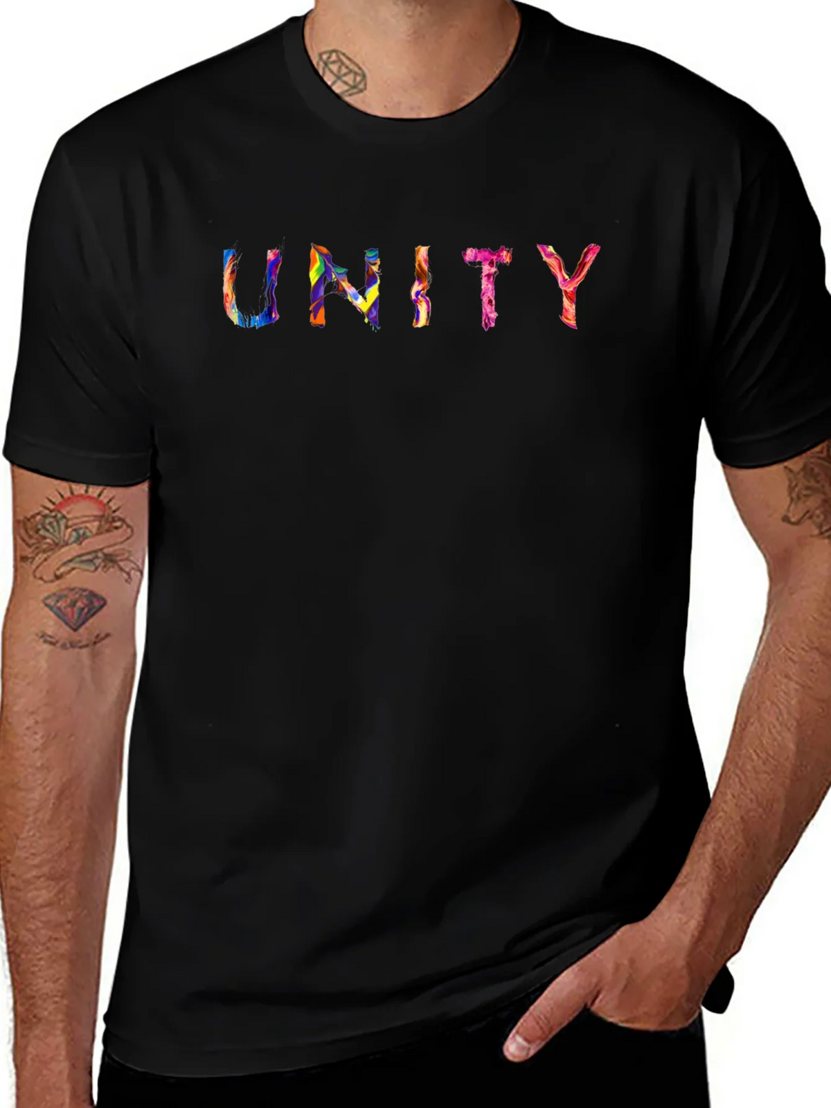 Unity Rainbow Graphic Black T-Shirt product image 1