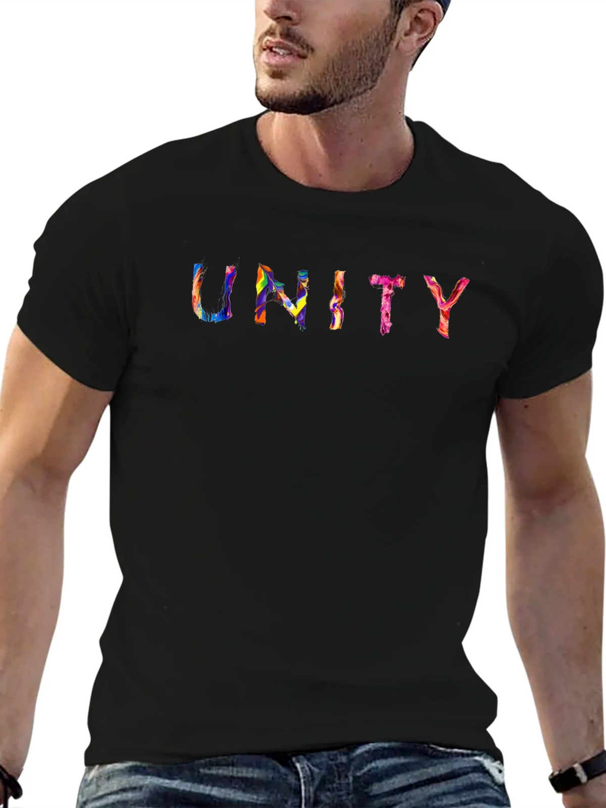 Unity Rainbow Graphic Black T-Shirt product image 6
