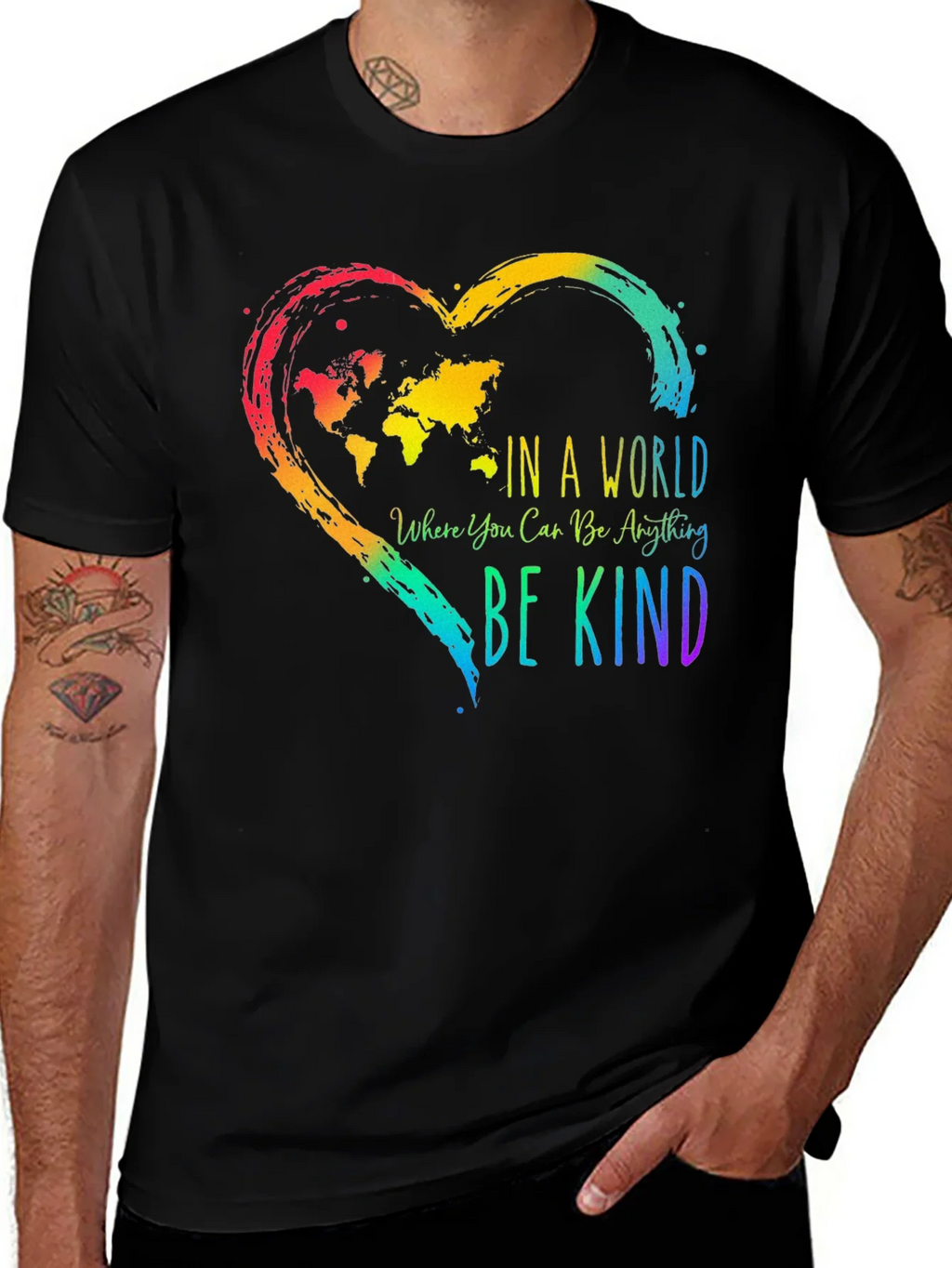 Be Kind World Map Heart T-Shirt - Kindness Matters product image 1