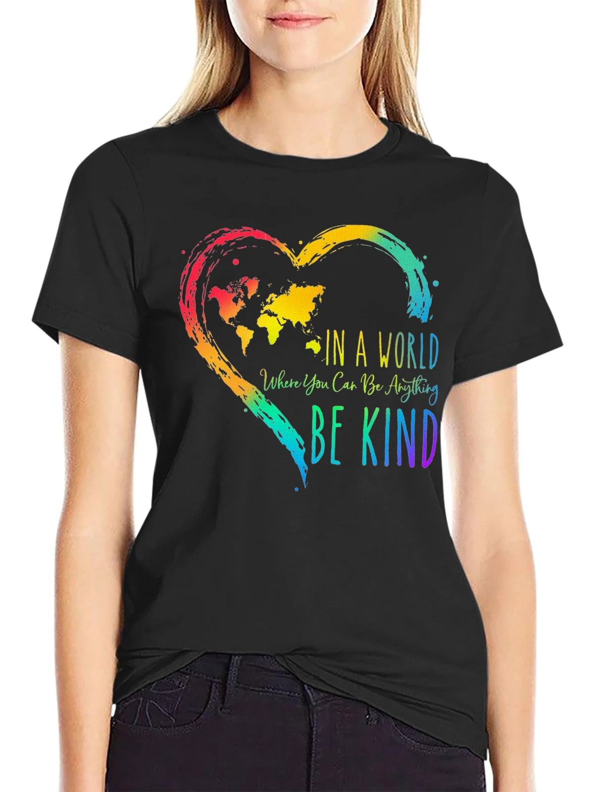 Be Kind World Map Heart T-Shirt - Kindness Matters product image 2