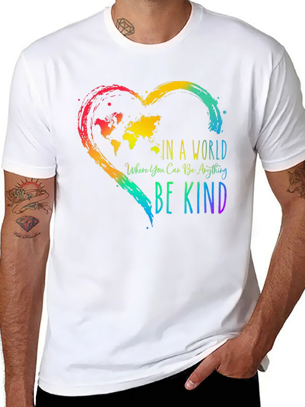 Be Kind World Map Heart T-Shirt - Kindness Matters product image 7