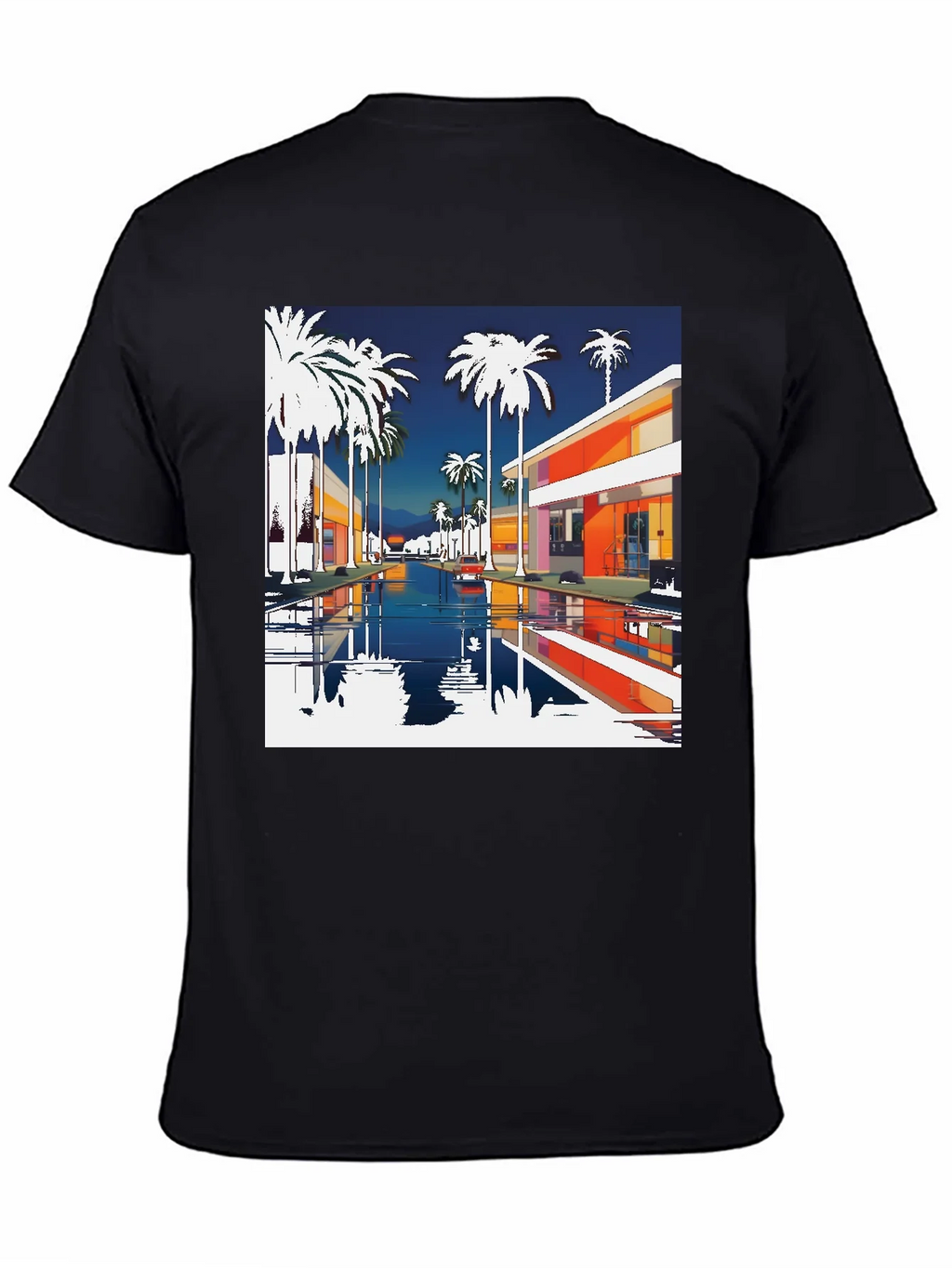 Retro Palm Springs Graphic Tee - Black Cotton T-Shirt product image 4