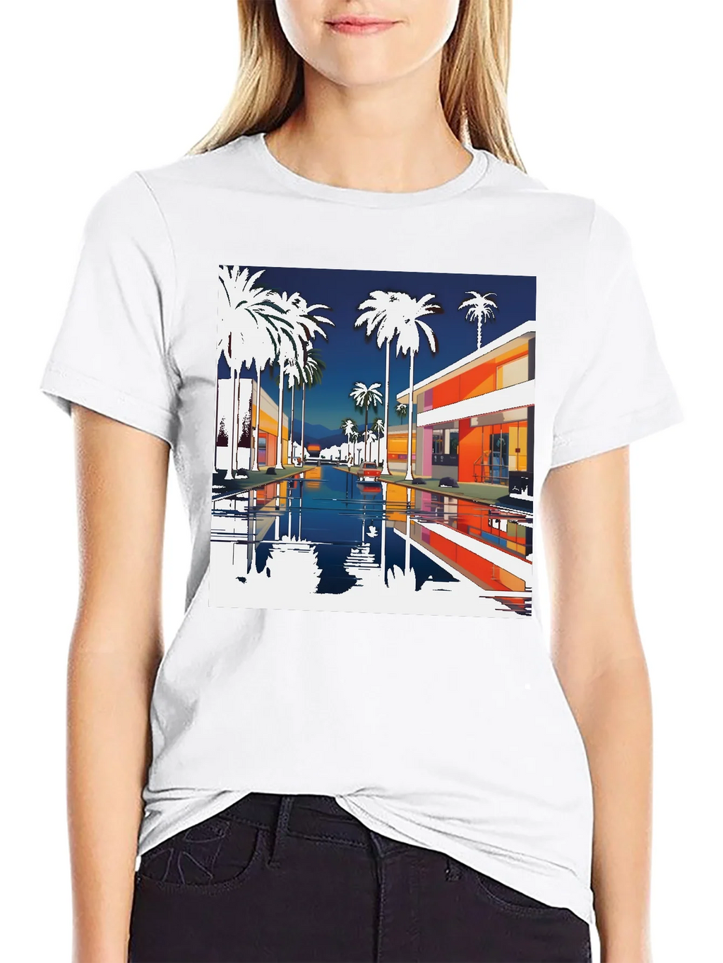 Retro Palm Springs Graphic Tee - Black Cotton T-Shirt product image 8