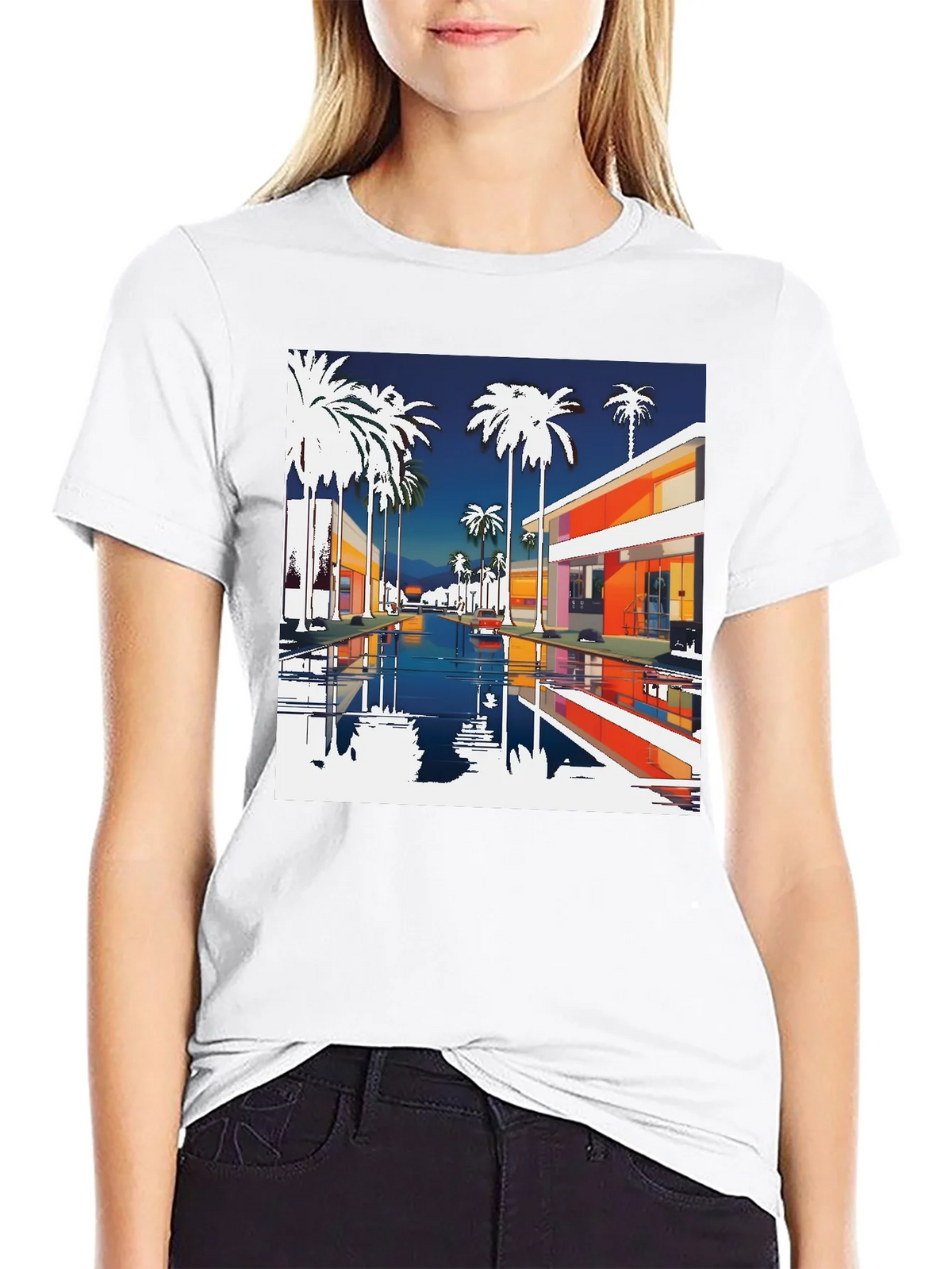 Retro Palm Springs Graphic Tee - Black Cotton T-Shirt product image 8