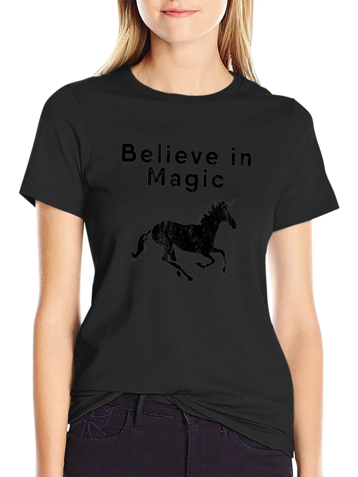 Believe in Magic Unicorn Graphic Tee - Black product image 2