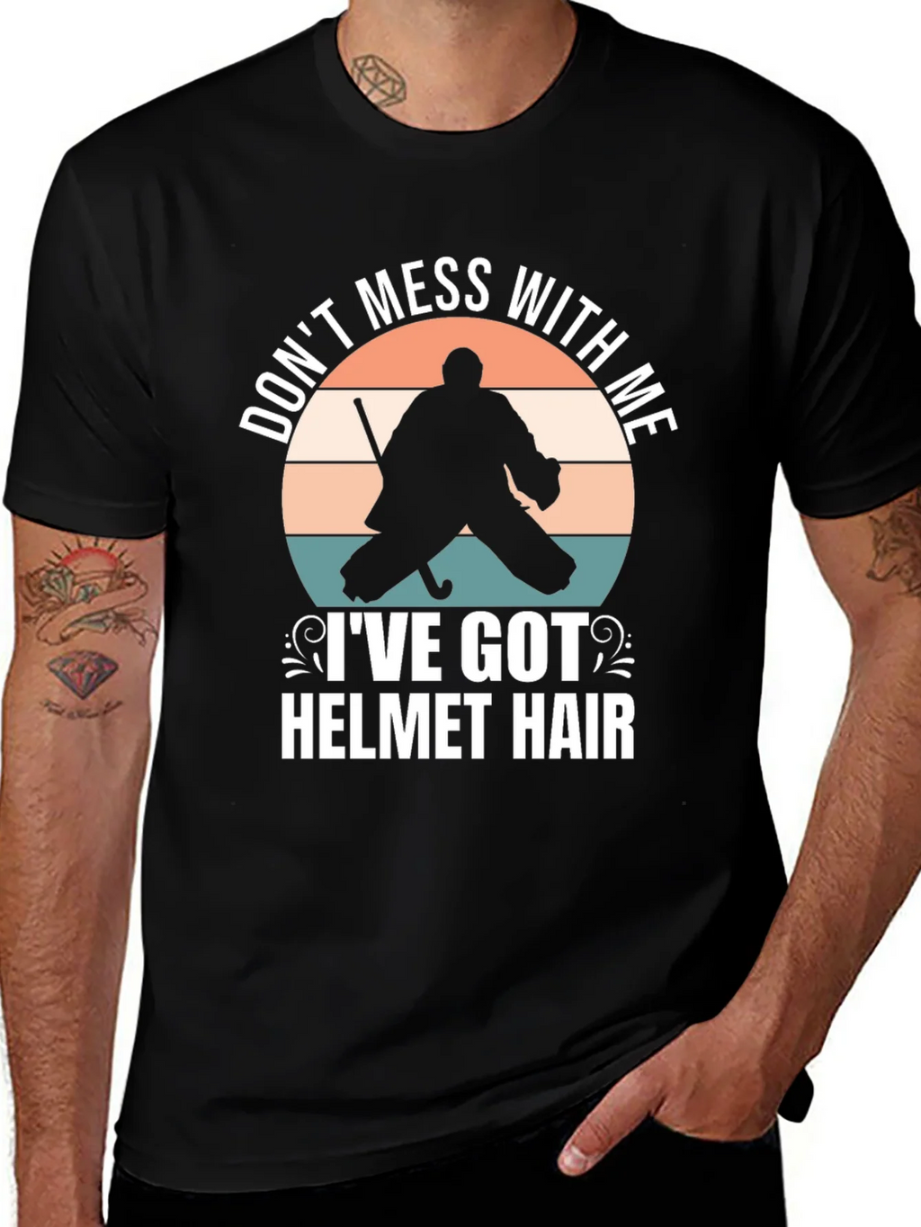 Hockey Goalie Helmet Hair T-Shirt product image 1