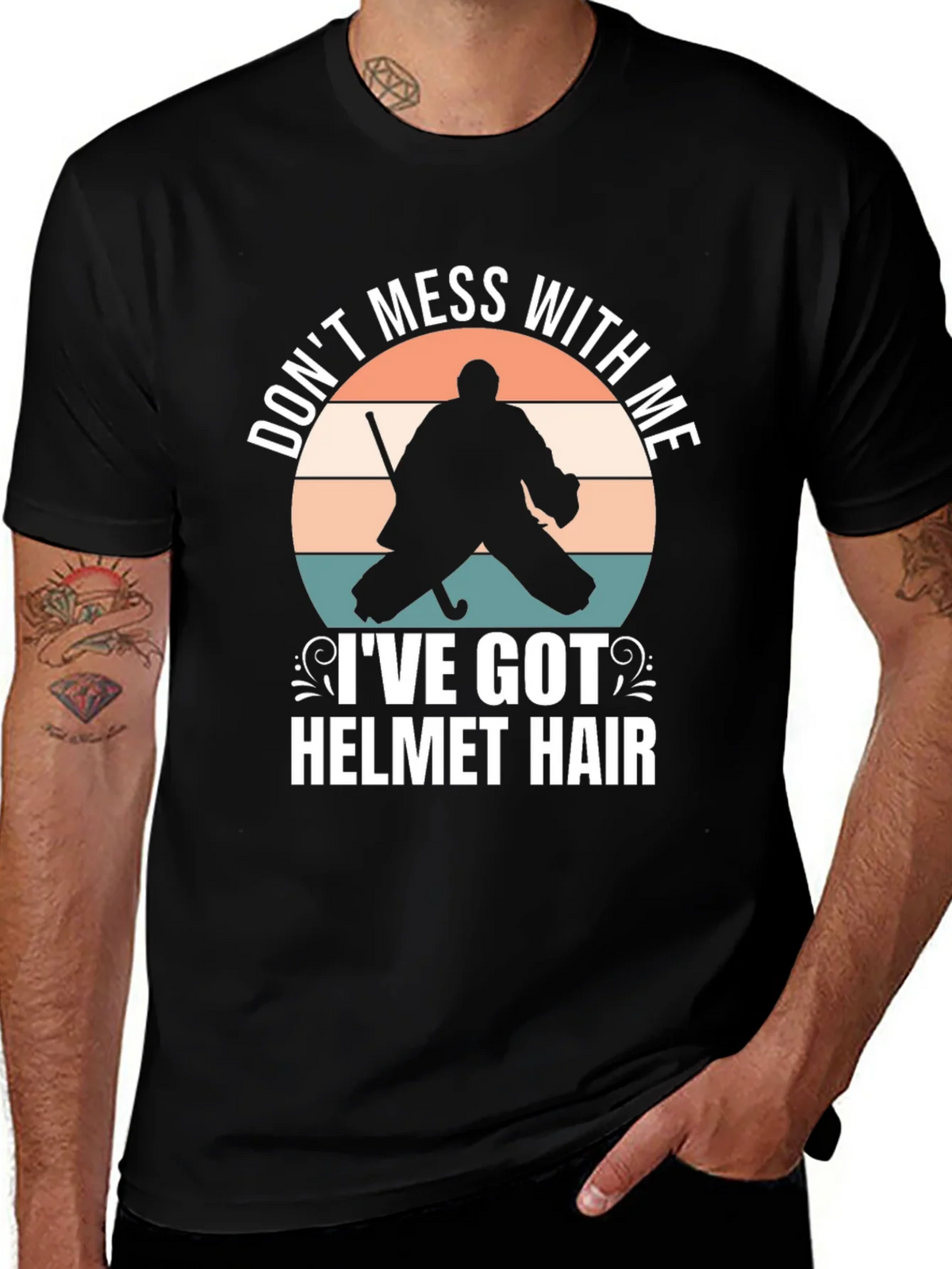 Hockey Goalie Helmet Hair T-Shirt product image 1