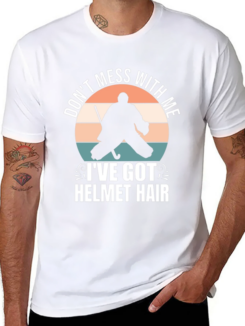 Hockey Goalie Helmet Hair T-Shirt product image 7