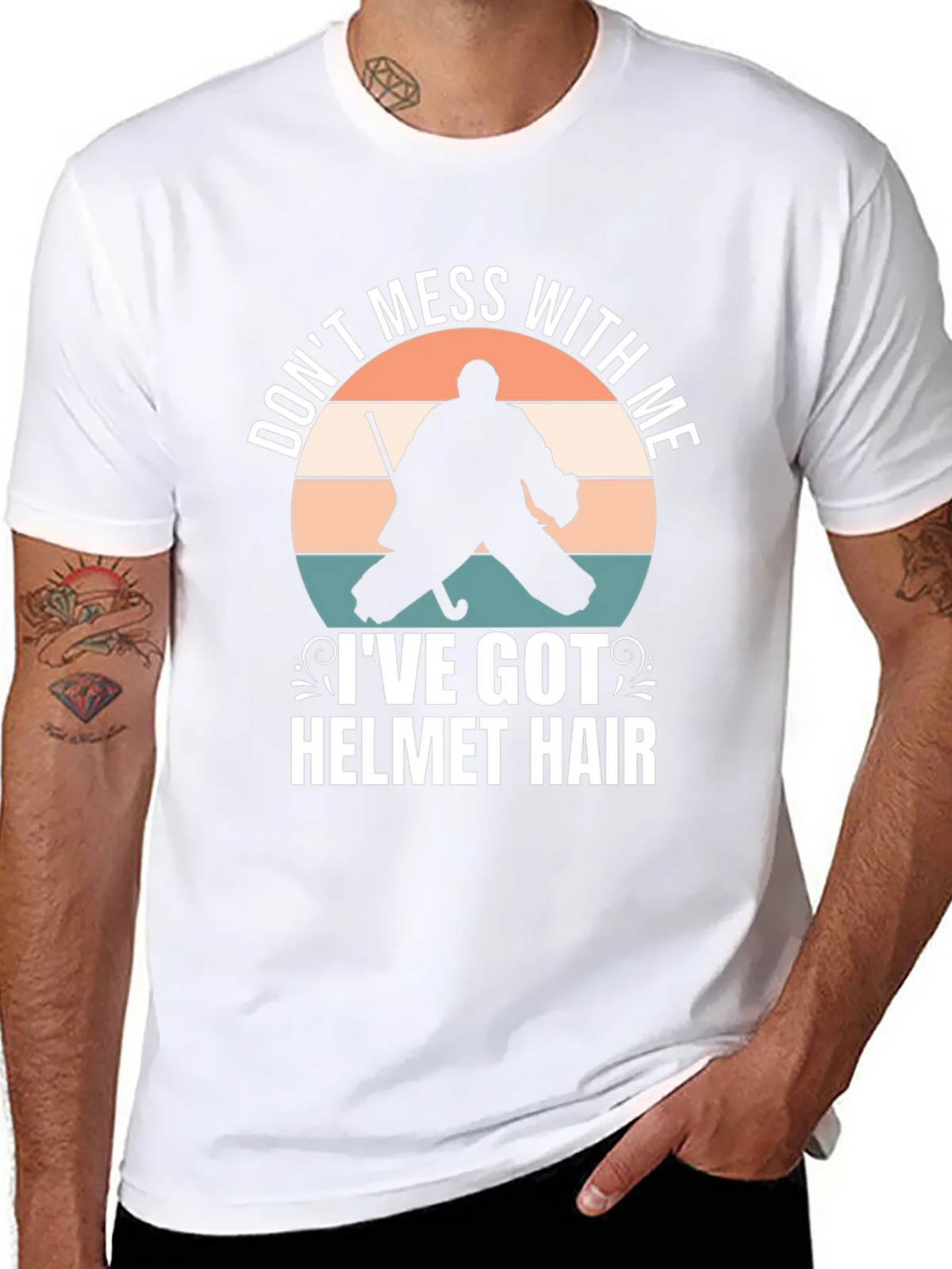 Hockey Goalie Helmet Hair T-Shirt product image 7