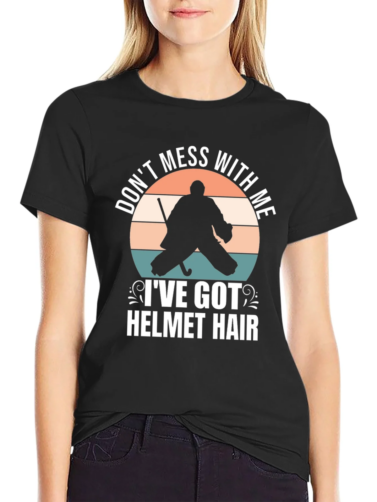 Hockey Goalie Helmet Hair T-Shirt product image 2