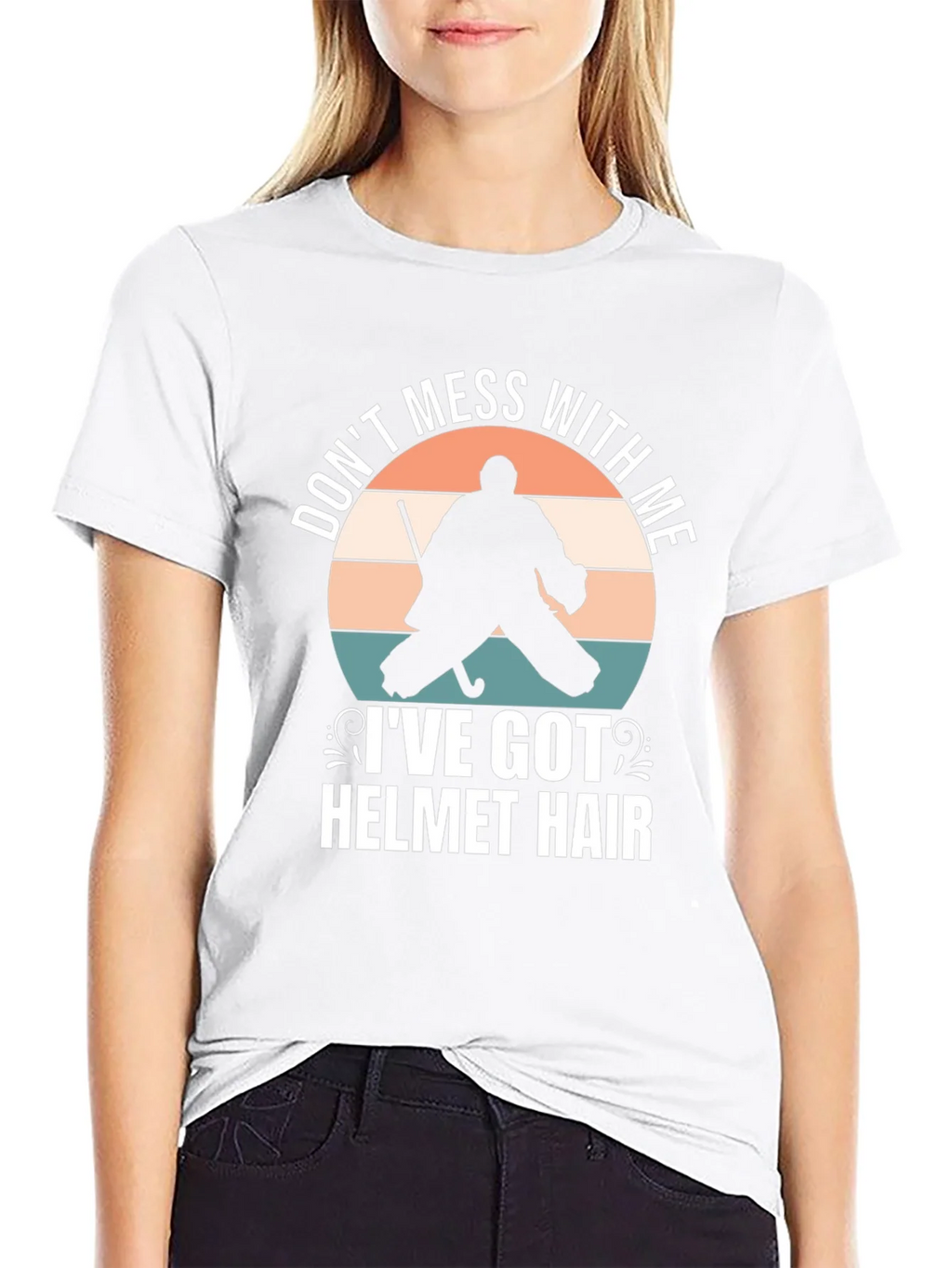Hockey Goalie Helmet Hair T-Shirt product image 8