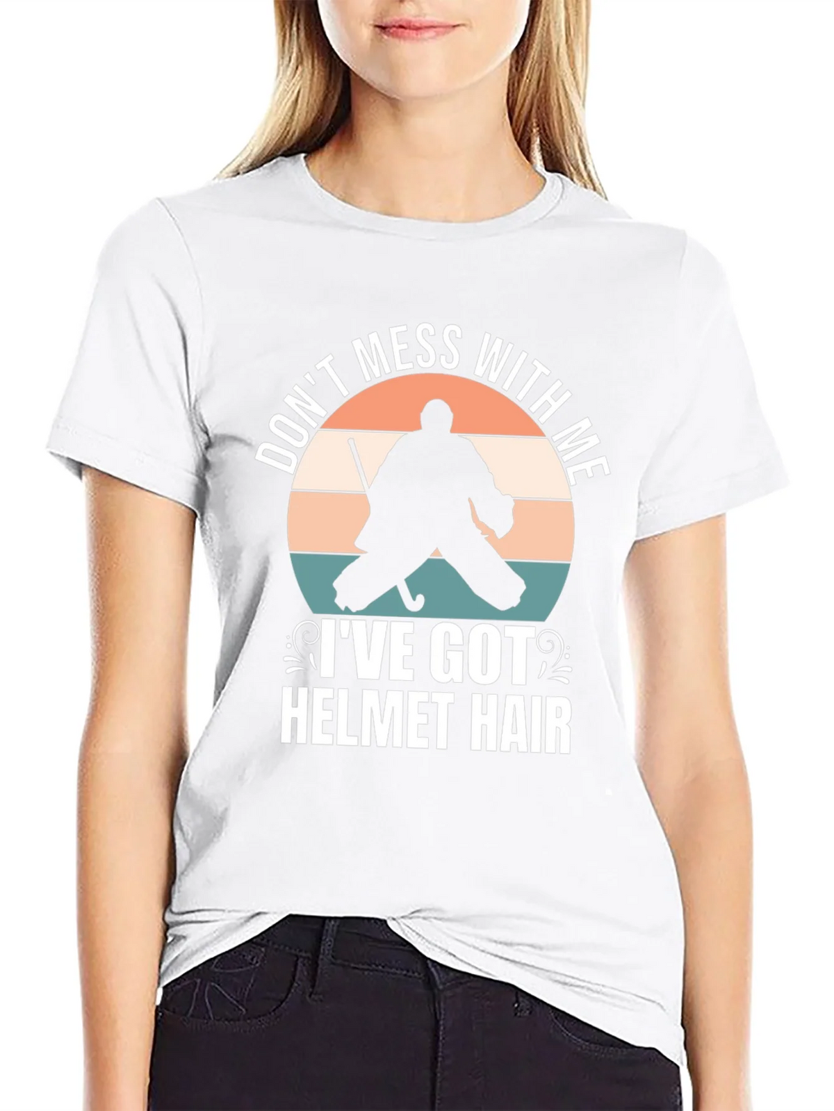 Hockey Goalie Helmet Hair T-Shirt product image 8