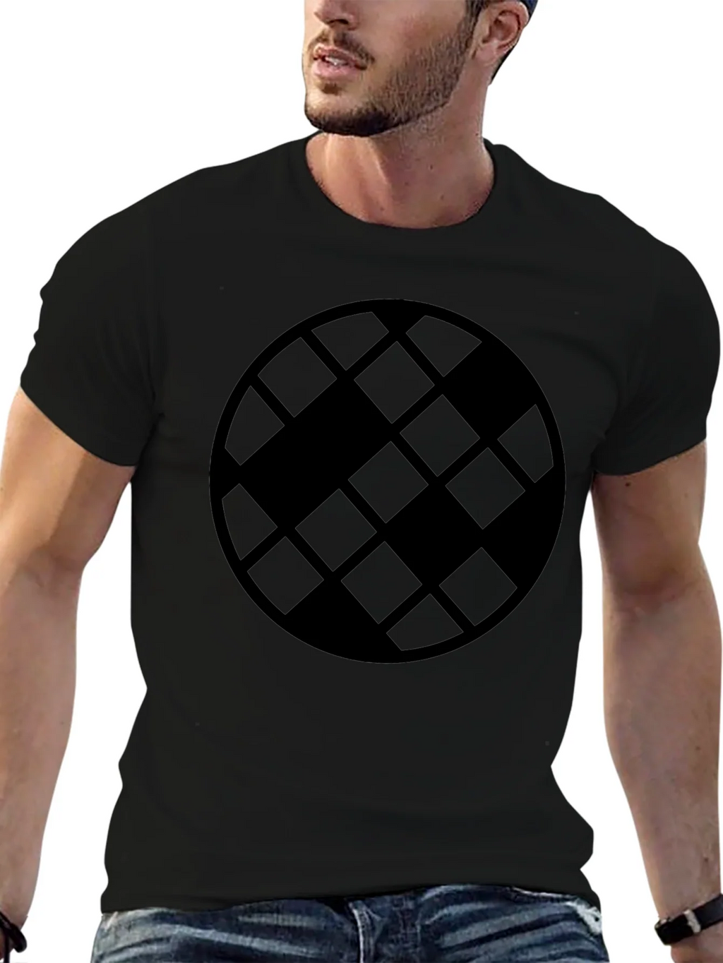 Geometric Patterned Black T-Shirt product image 6