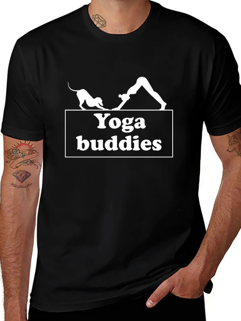 Yoga Buddies Graphic Tee - Black Cotton T-Shirt product image 1