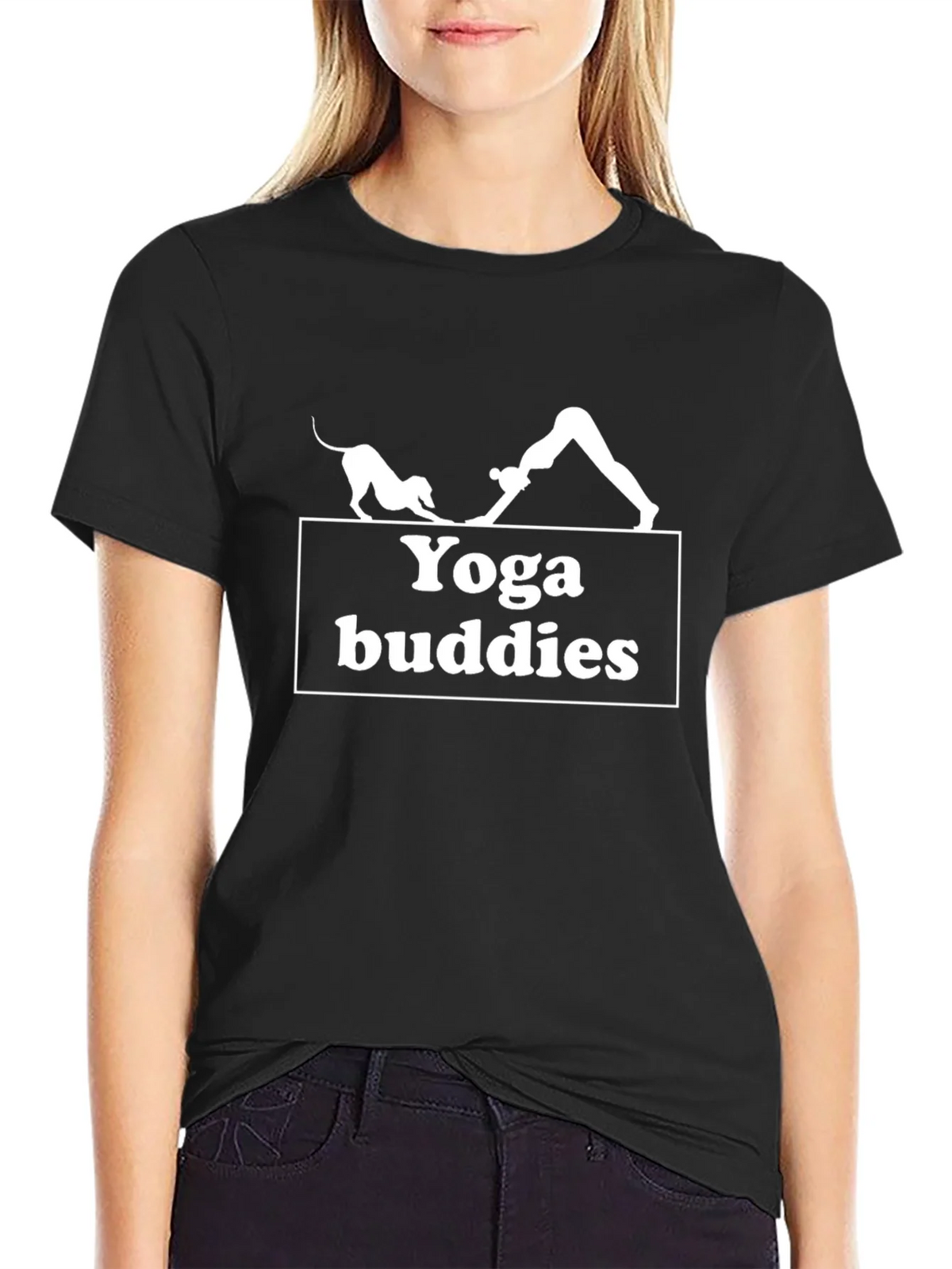 Yoga Buddies Graphic Tee - Black Cotton T-Shirt product image 2