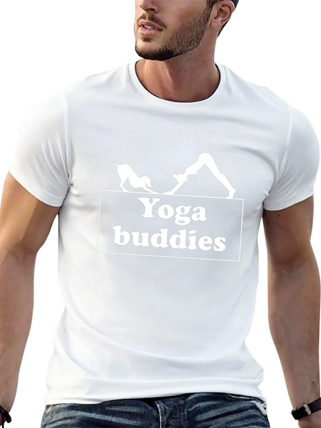 Yoga Buddies Graphic Tee - Black Cotton T-Shirt product image 12
