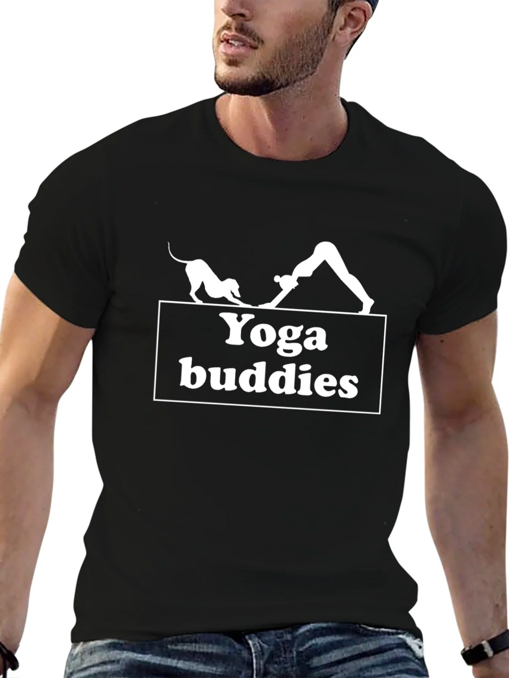 Yoga Buddies Graphic Tee - Black Cotton T-Shirt product image 6