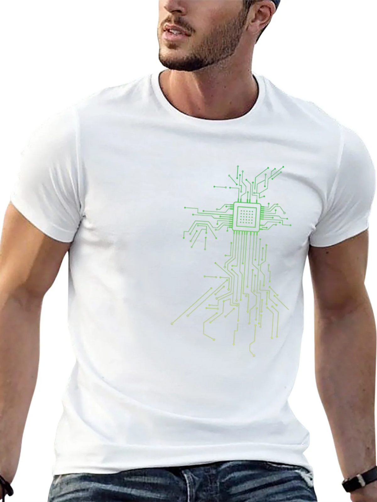 Tech Tree Black T-Shirt - Modern Circuit Board Design product image 12