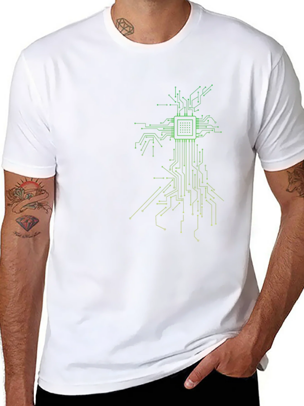 Tech Tree Black T-Shirt - Modern Circuit Board Design product image 7