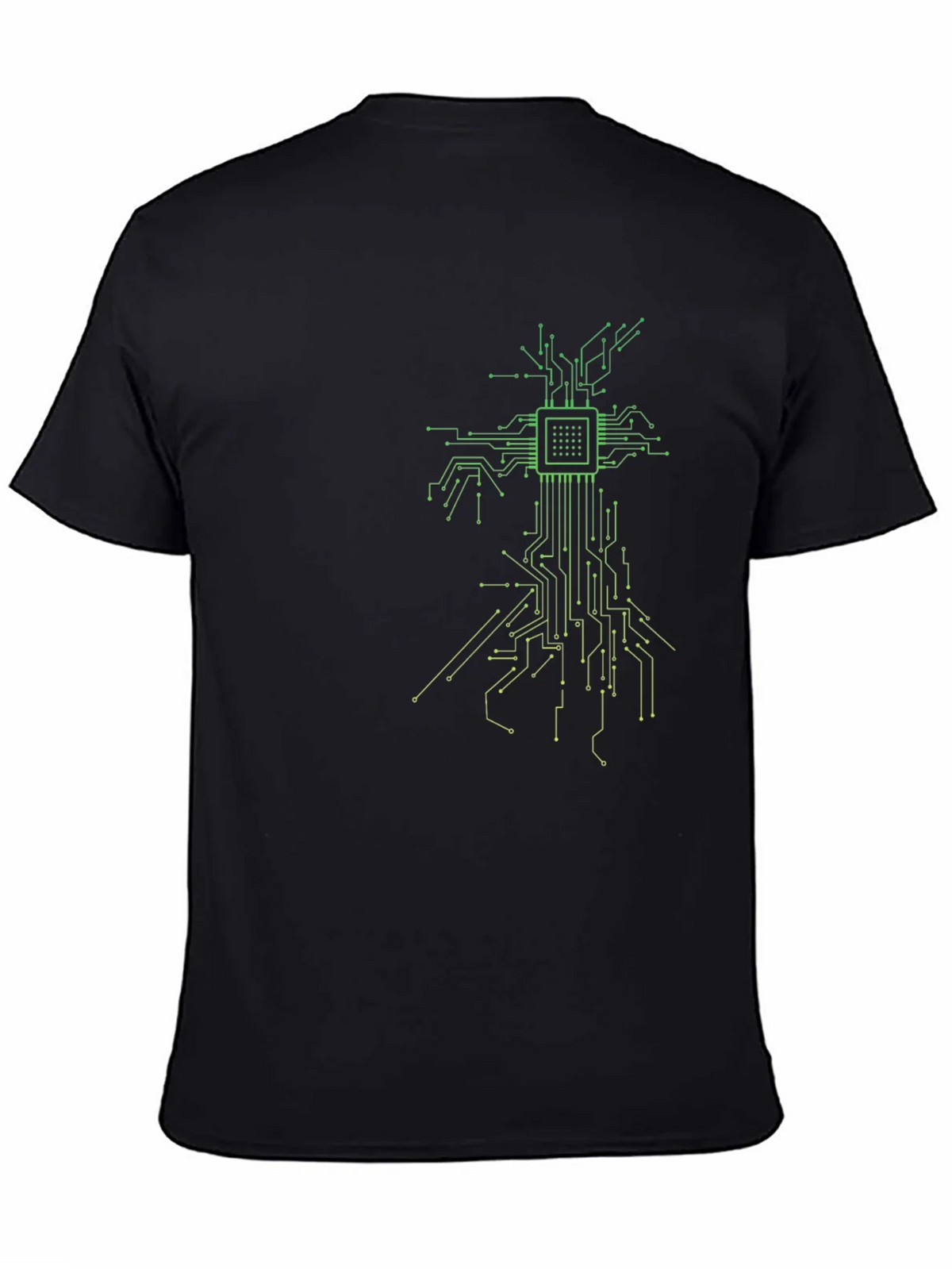 Tech Tree Black T-Shirt - Modern Circuit Board Design product image 4