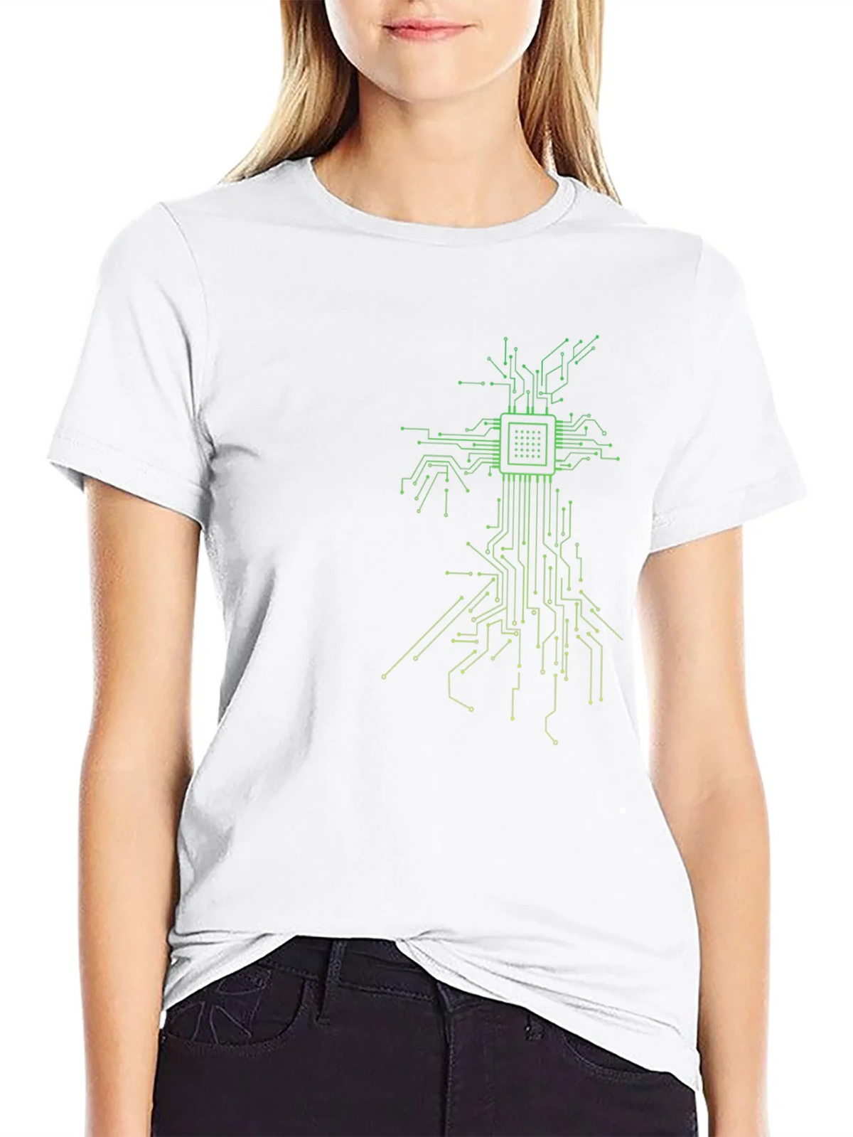 Tech Tree Black T-Shirt - Modern Circuit Board Design product image 8
