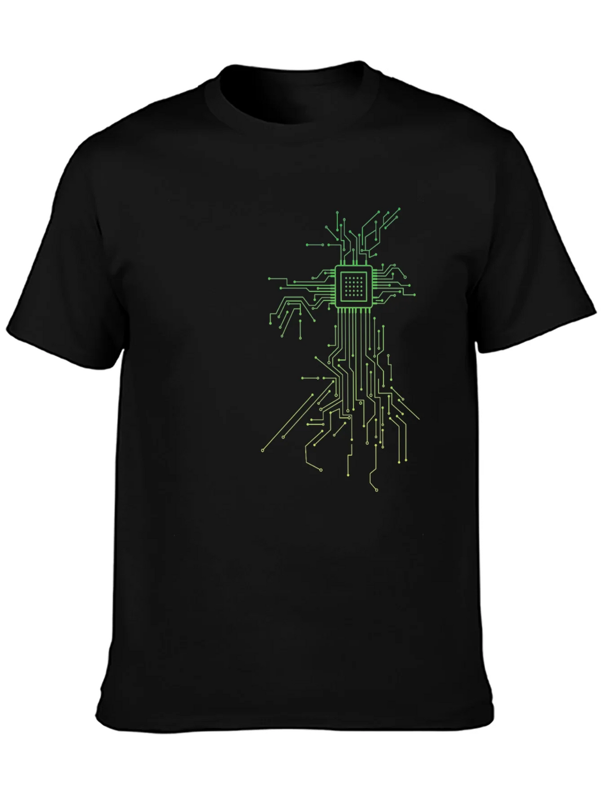 Tech Tree Black T-Shirt - Modern Circuit Board Design product image 3