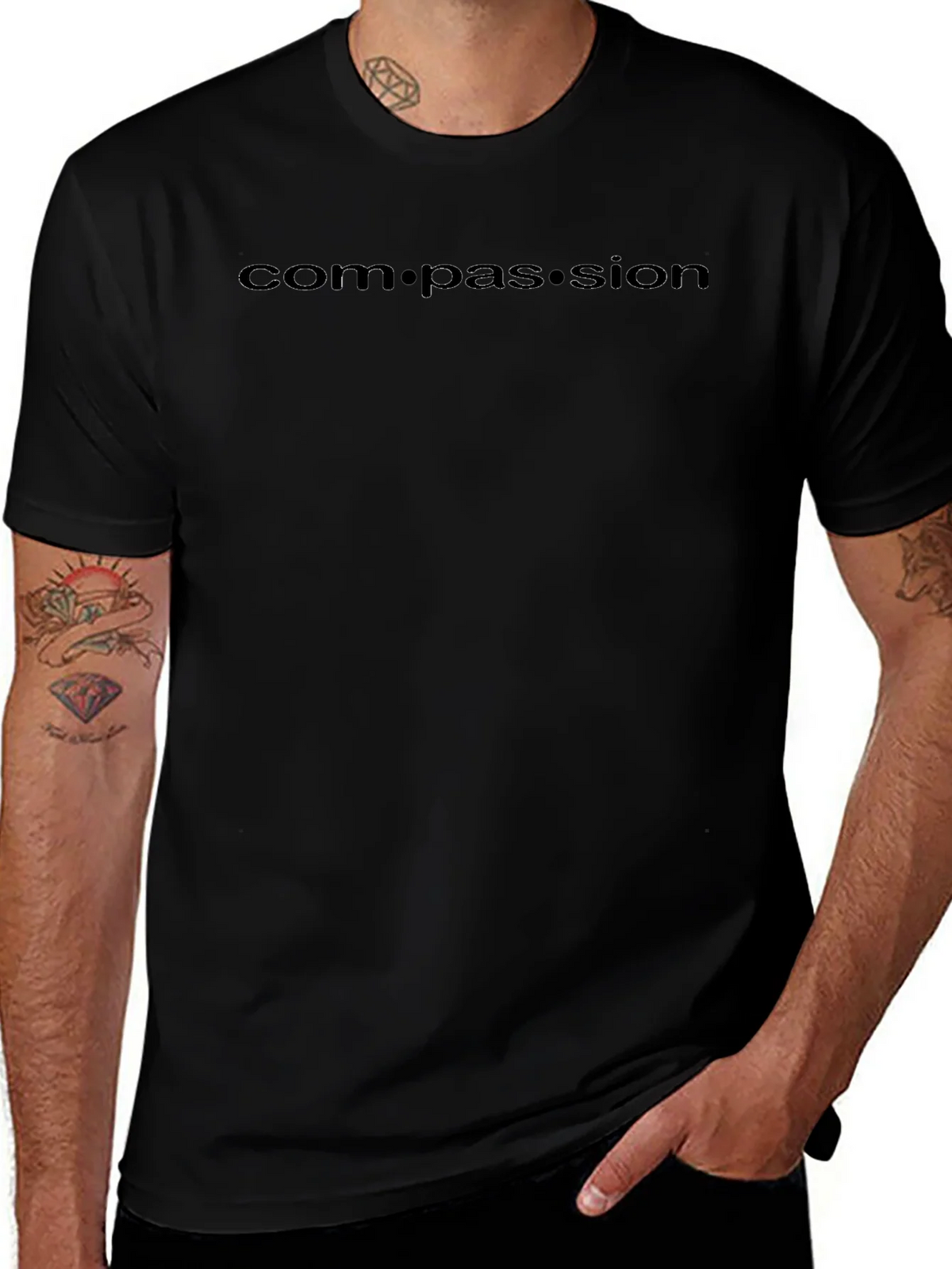 Compassion Black Crew Neck T-Shirt product image 1