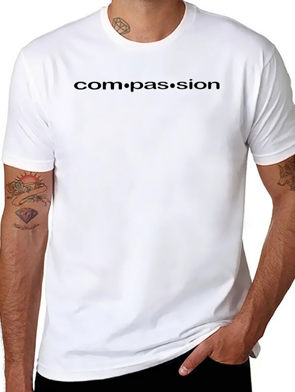 Compassion Black Crew Neck T-Shirt product image 7