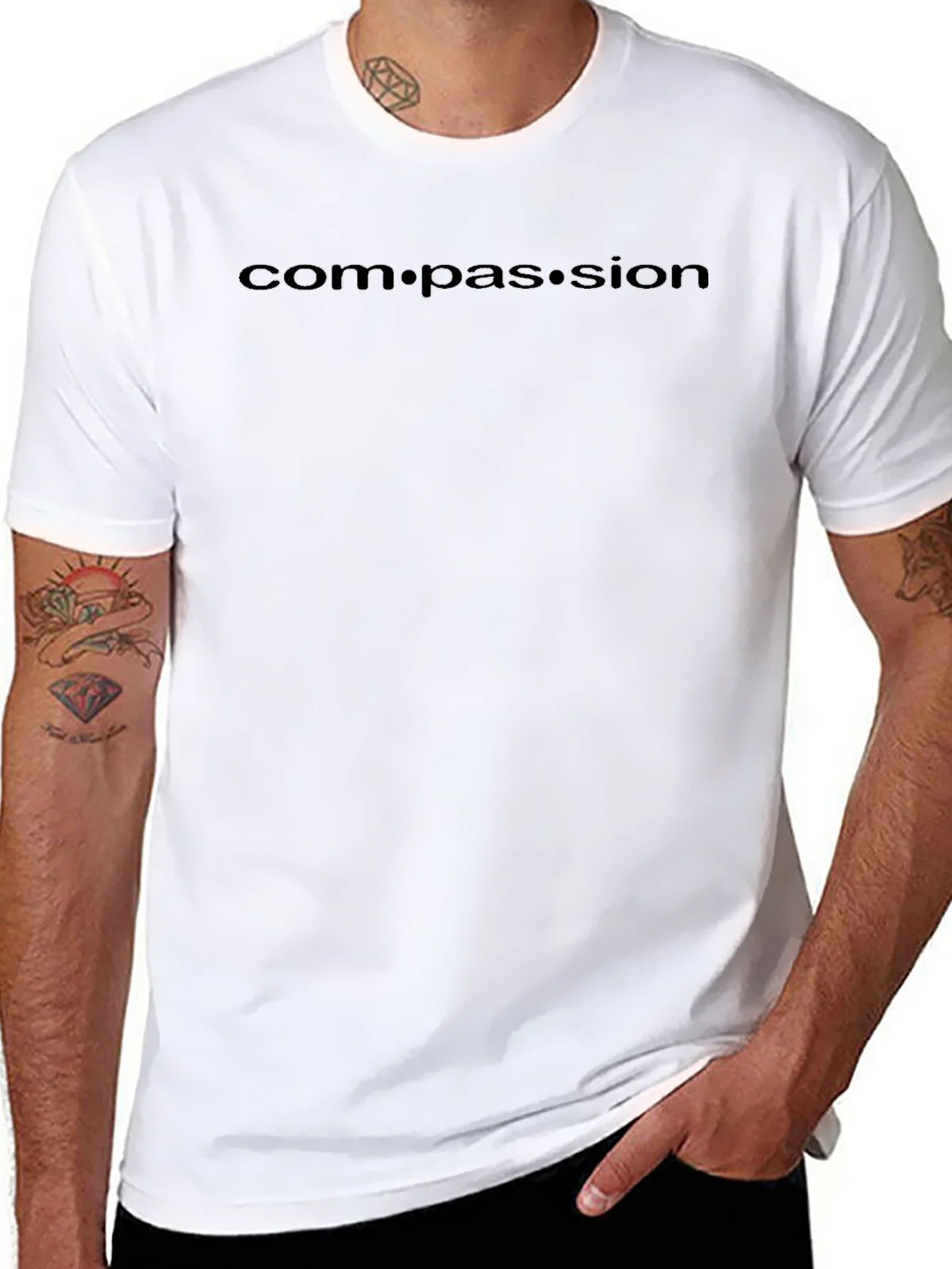 Compassion Black Crew Neck T-Shirt product image 7
