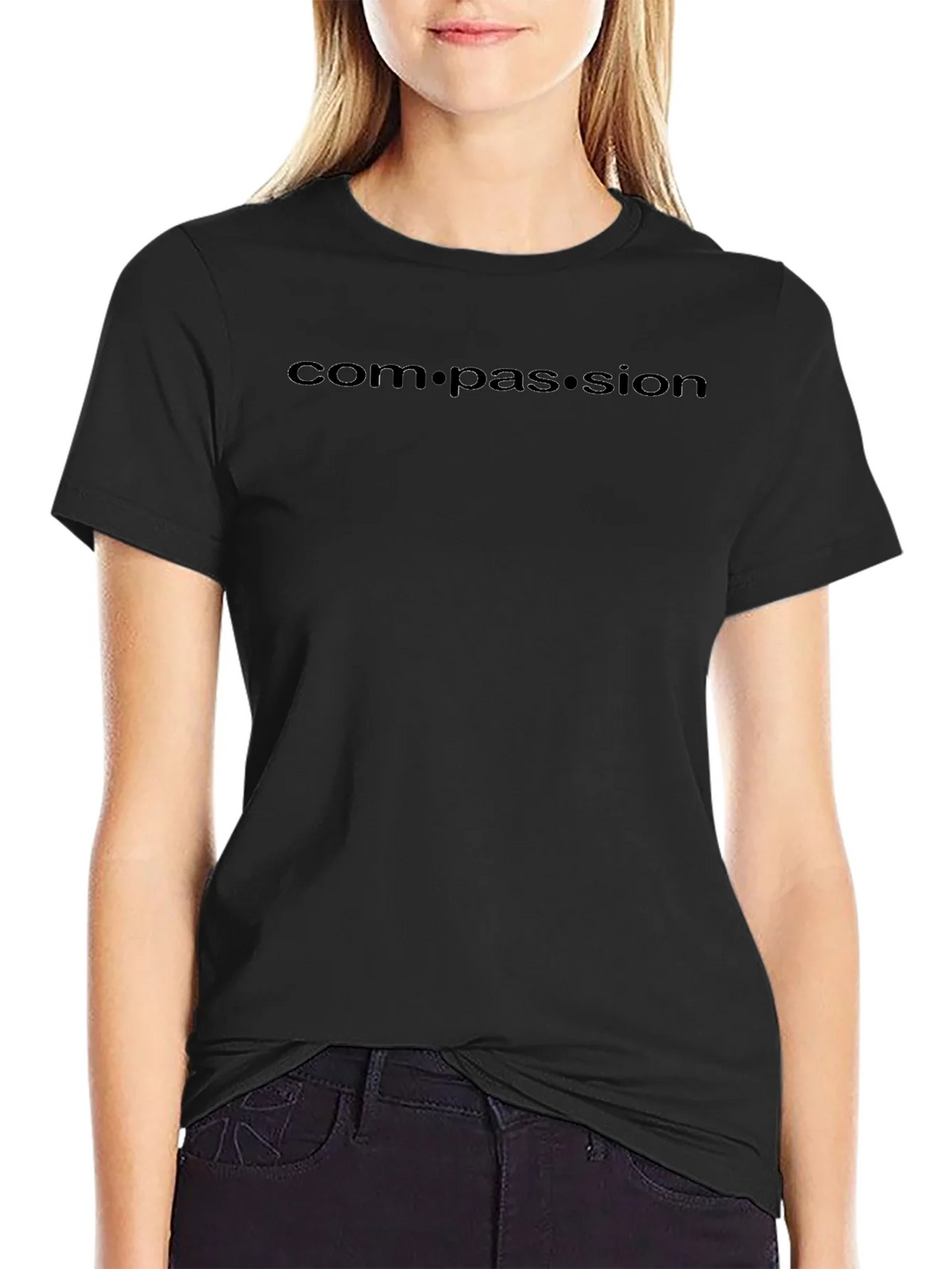 Compassion Black Crew Neck T-Shirt product image 2